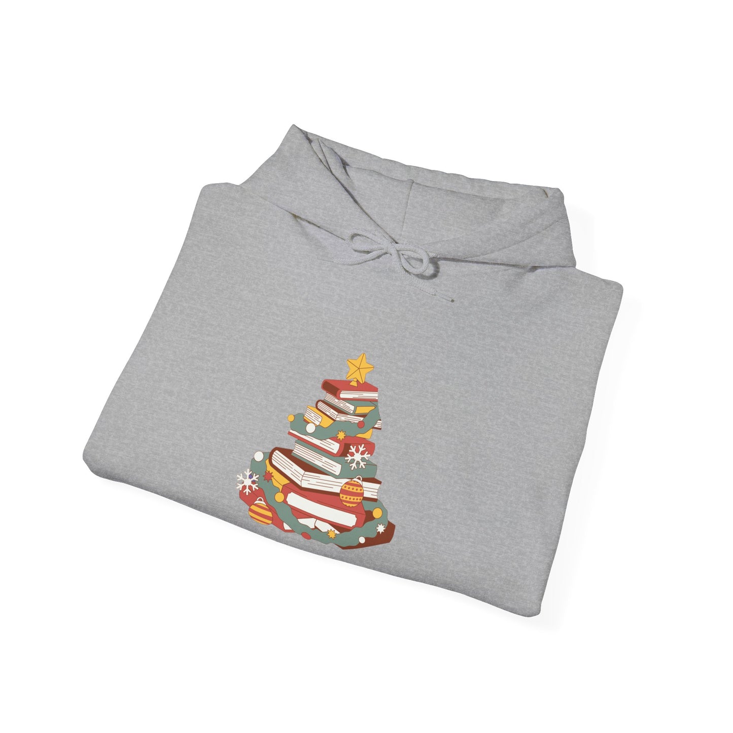 Christmas Book Tree Unisex Hooded Sweatshirt - Cozy Literary Apparel