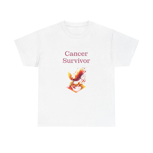 Cancer Survivor Unisex Heavy Cotton Tee - Inspirational Battle T-Shirt - The Dreamer's Bookshop.