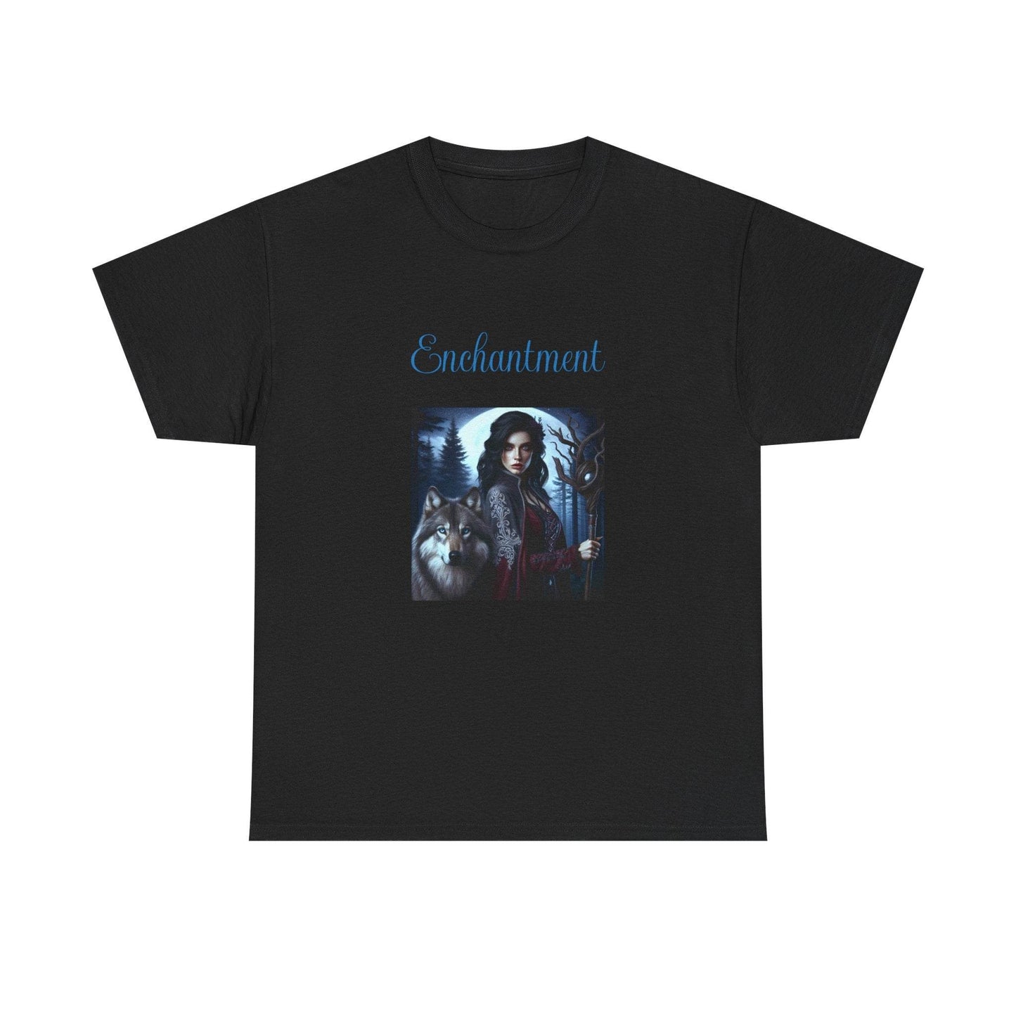 Enchanting Wolf Graphic Tee - Unisex Heavy Cotton T-Shirt for Nature Lovers - The Dreamer's Bookshop.