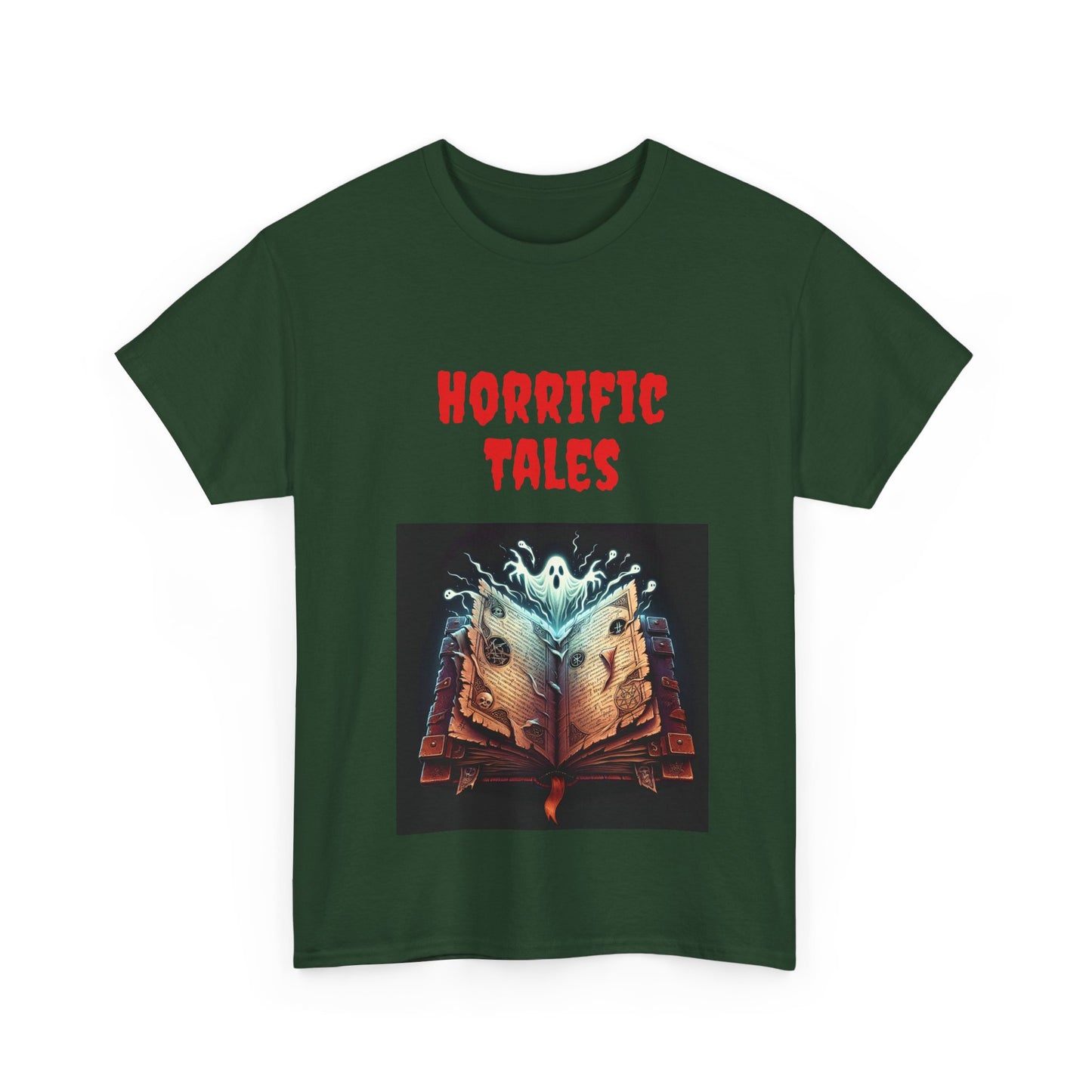 Book Lover's Unisex Heavy Cotton Tee - "Horrific Tales" - The Dreamer's Bookshop.