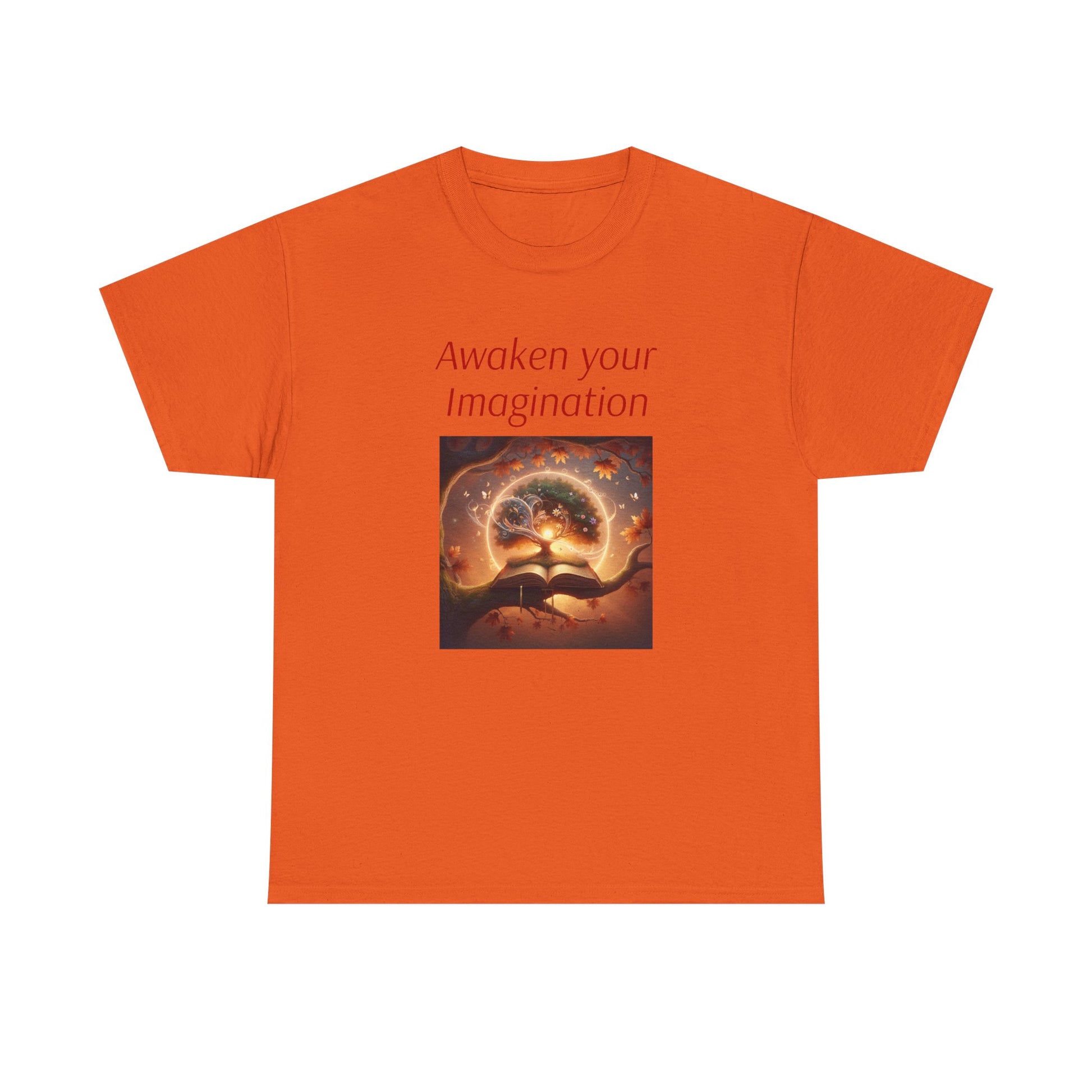 Unisex Heavy Cotton Tee - "Awaken Your Imagination" Inspirational Shirt - The Dreamer's Bookshop.
