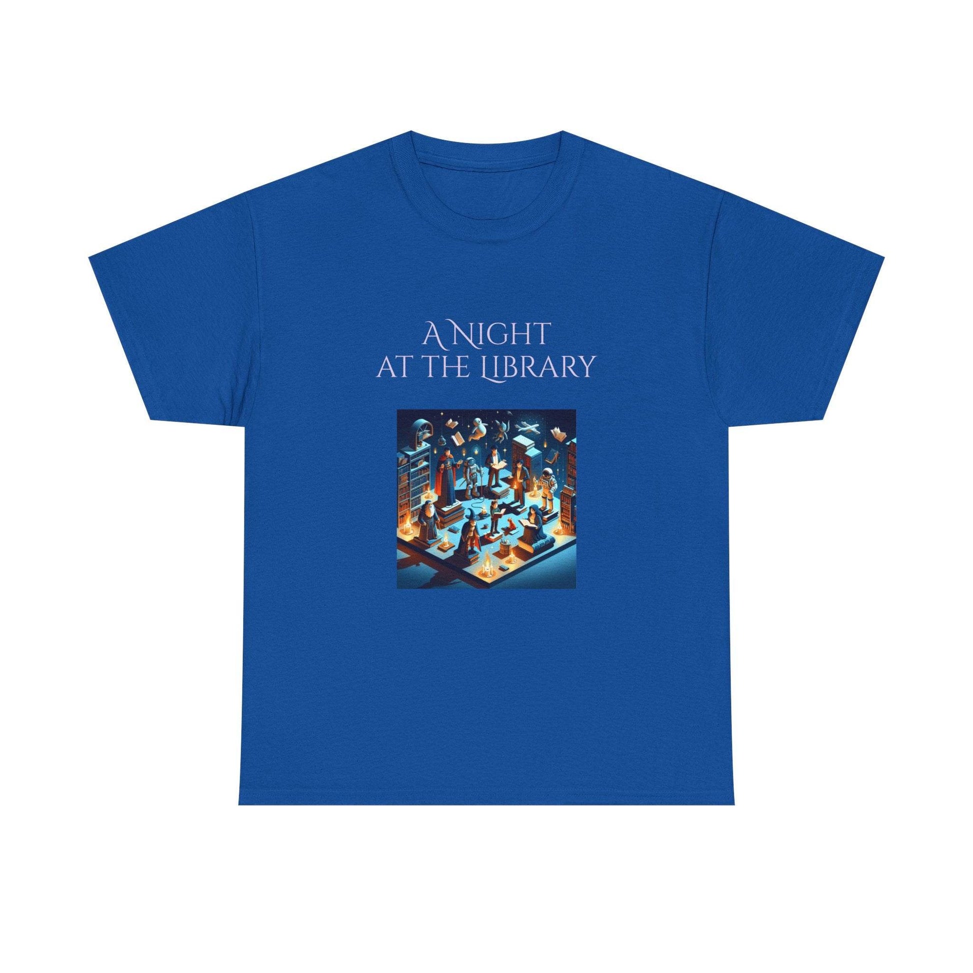 Night at the Library - A Unisex Heavy Cotton Tee - Perfect Gift for Book Lovers - The Dreamer's Bookshop.