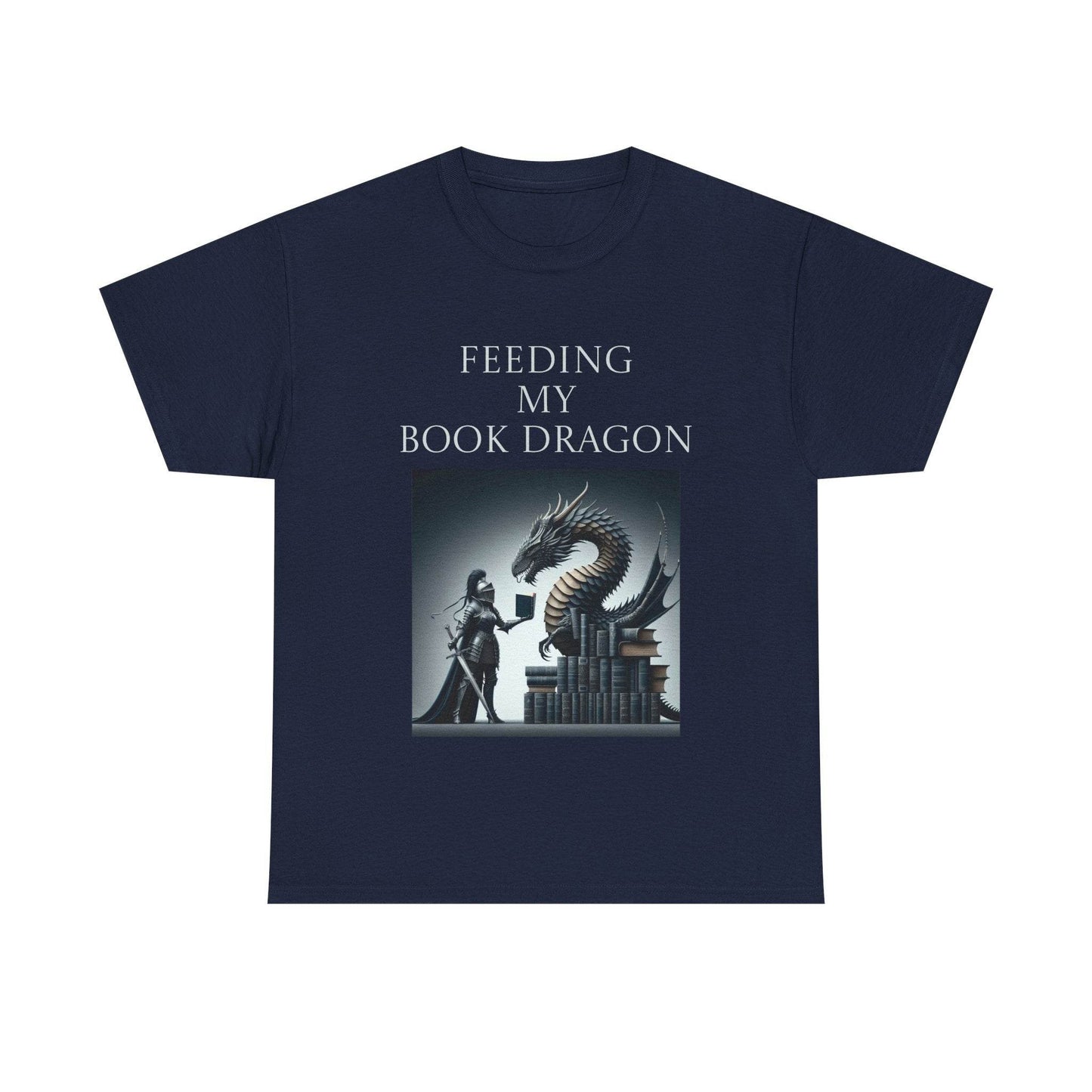 Book Dragon - Unisex Heavy Cotton Tee - Creative Writer's Apparel - The Dreamer's Bookshop.