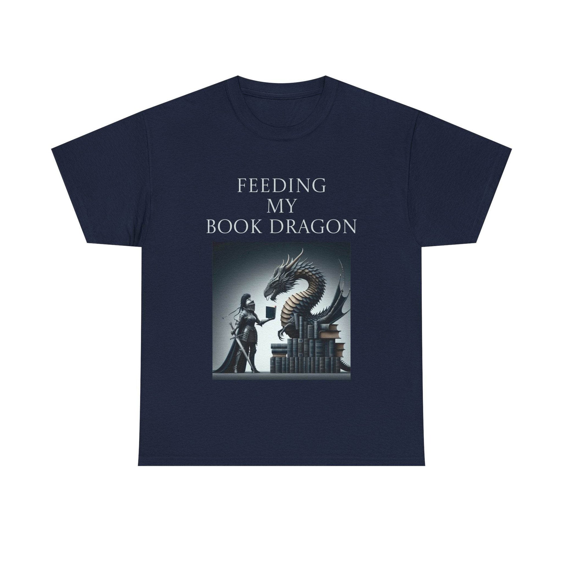 Book Dragon - Unisex Heavy Cotton Tee - Creative Writer's Apparel - The Dreamer's Bookshop.