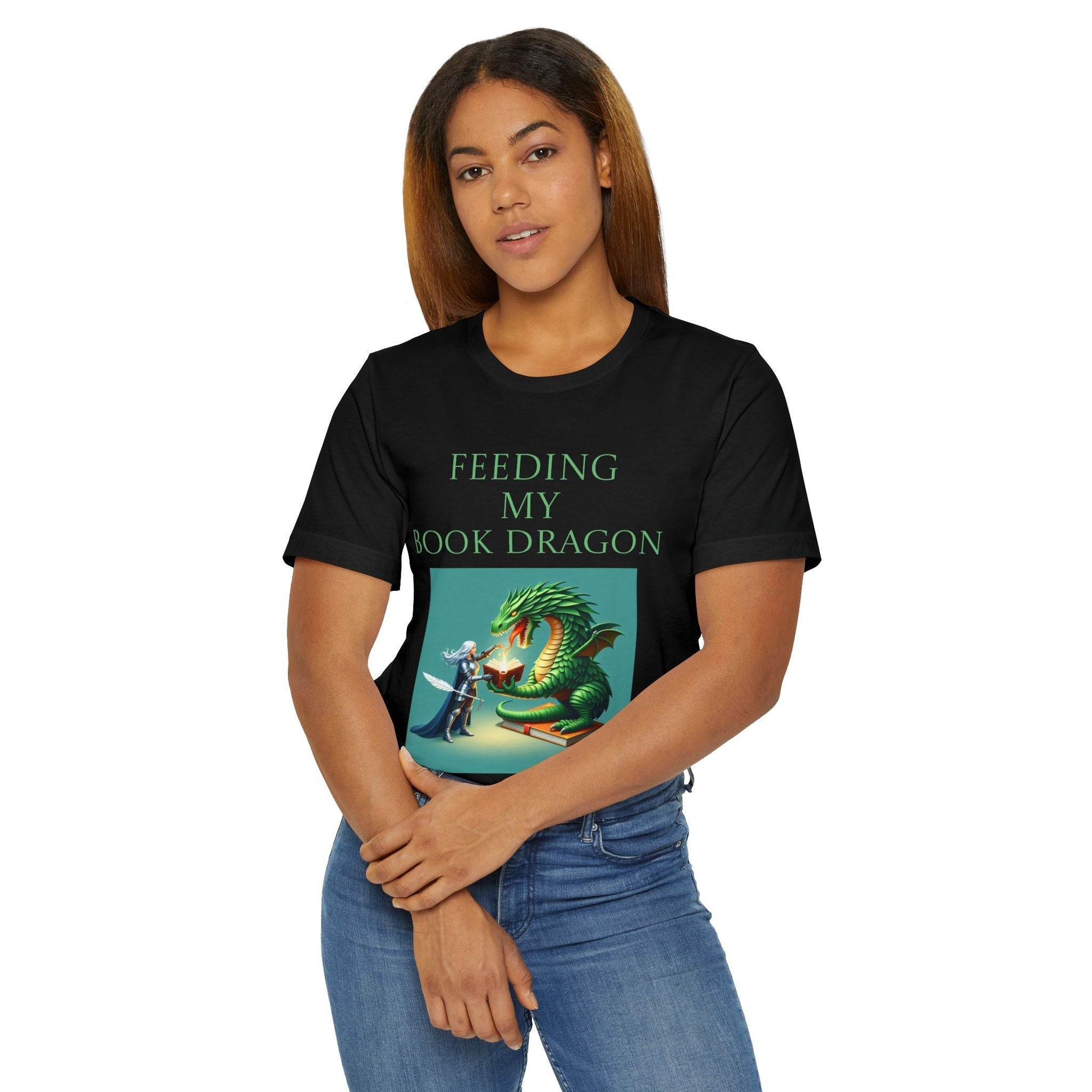 Unisex Jersey T-Shirt - Book Dragon - The Dreamer's Bookshop.