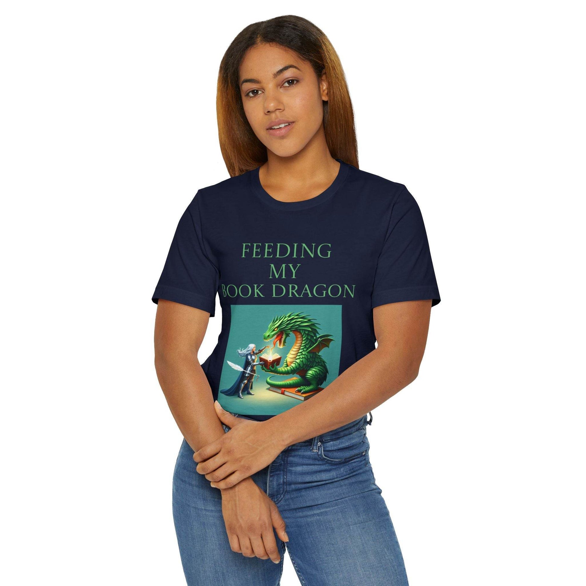 Unisex Jersey T-Shirt - Book Dragon - The Dreamer's Bookshop.