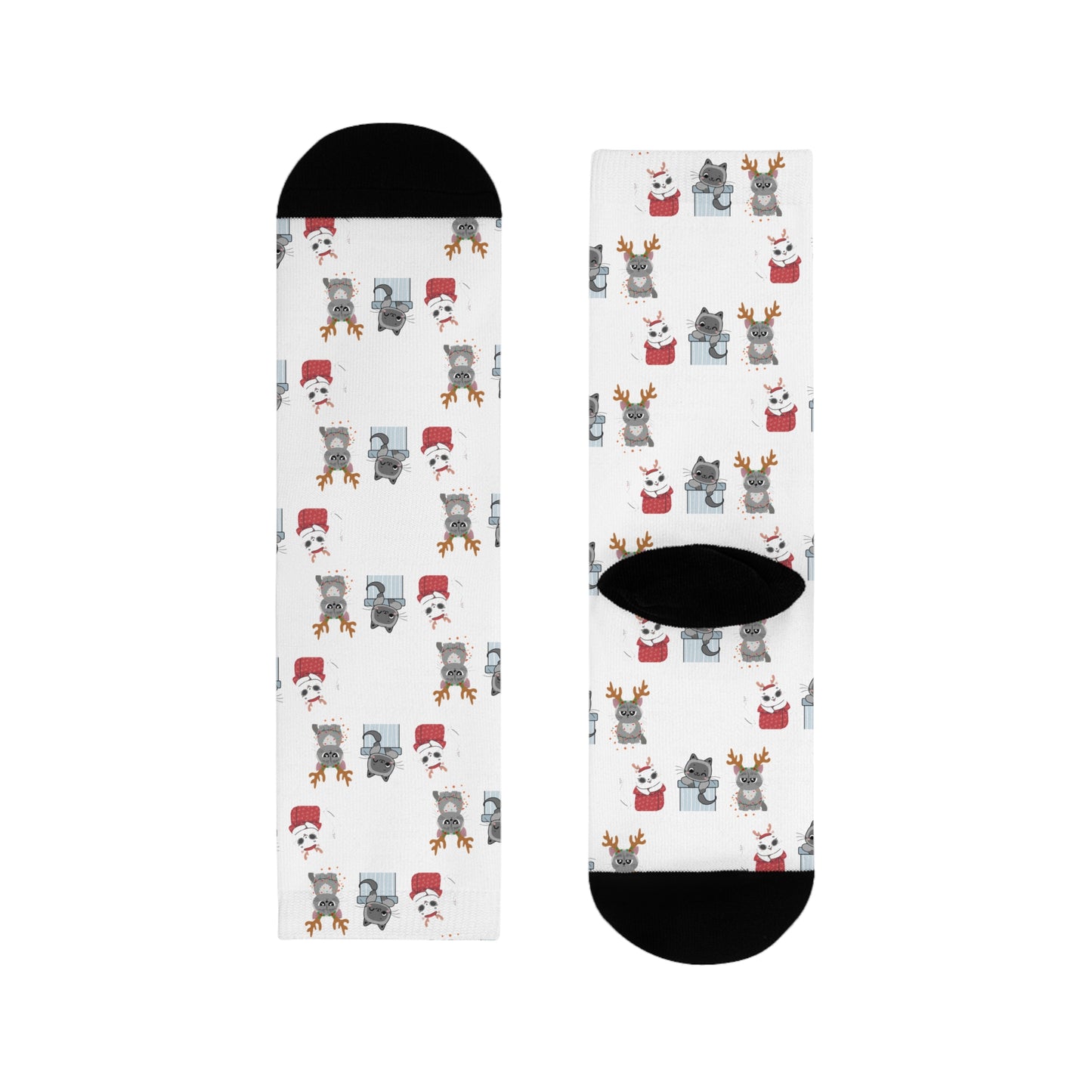 Christmas Cats Crew Socks — Cute Holiday Sublimation Socks