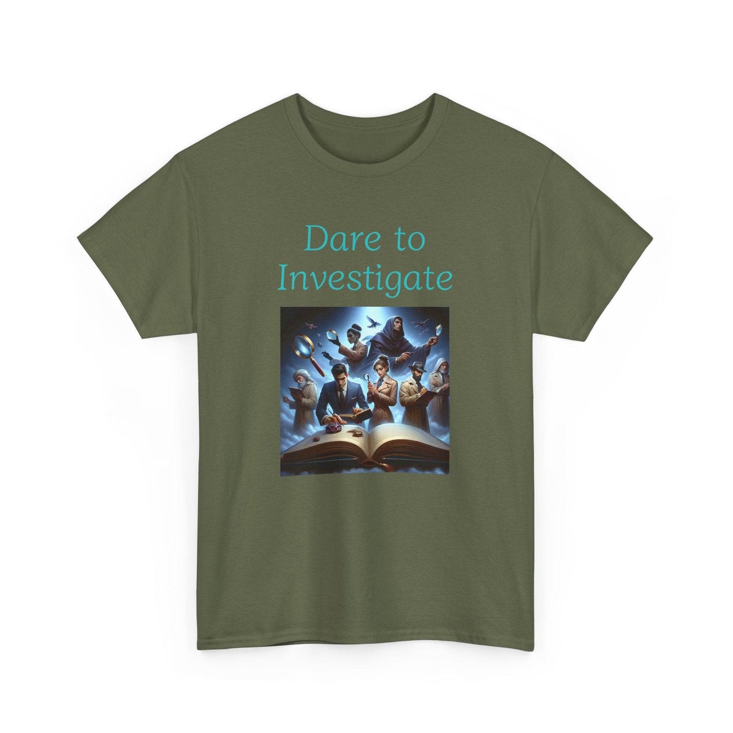 Investigate - Graphic Tee - Unisex Heavy Cotton T-Shirt Crime/Mystery Books - The Dreamer's Bookshop.
