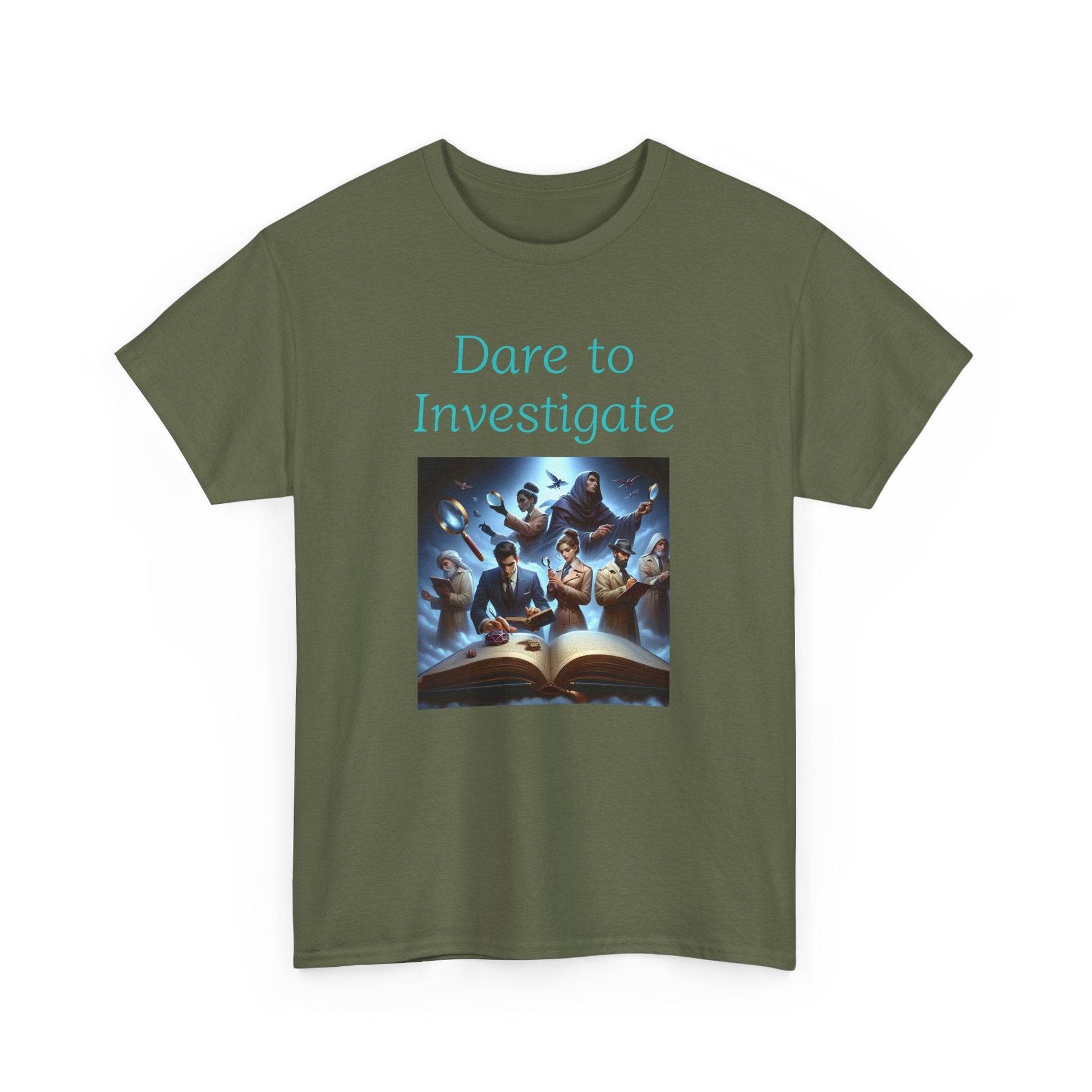 Investigate - Graphic Tee - Unisex Heavy Cotton T-Shirt Crime/Mystery Books - The Dreamer's Bookshop.