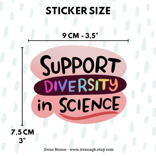 Irene Renon illustrations - Wetenschappelijke stickers, ondersteuning voor diversiteit in de wetenschap, vinyl - The Dreamer's Bookshop.