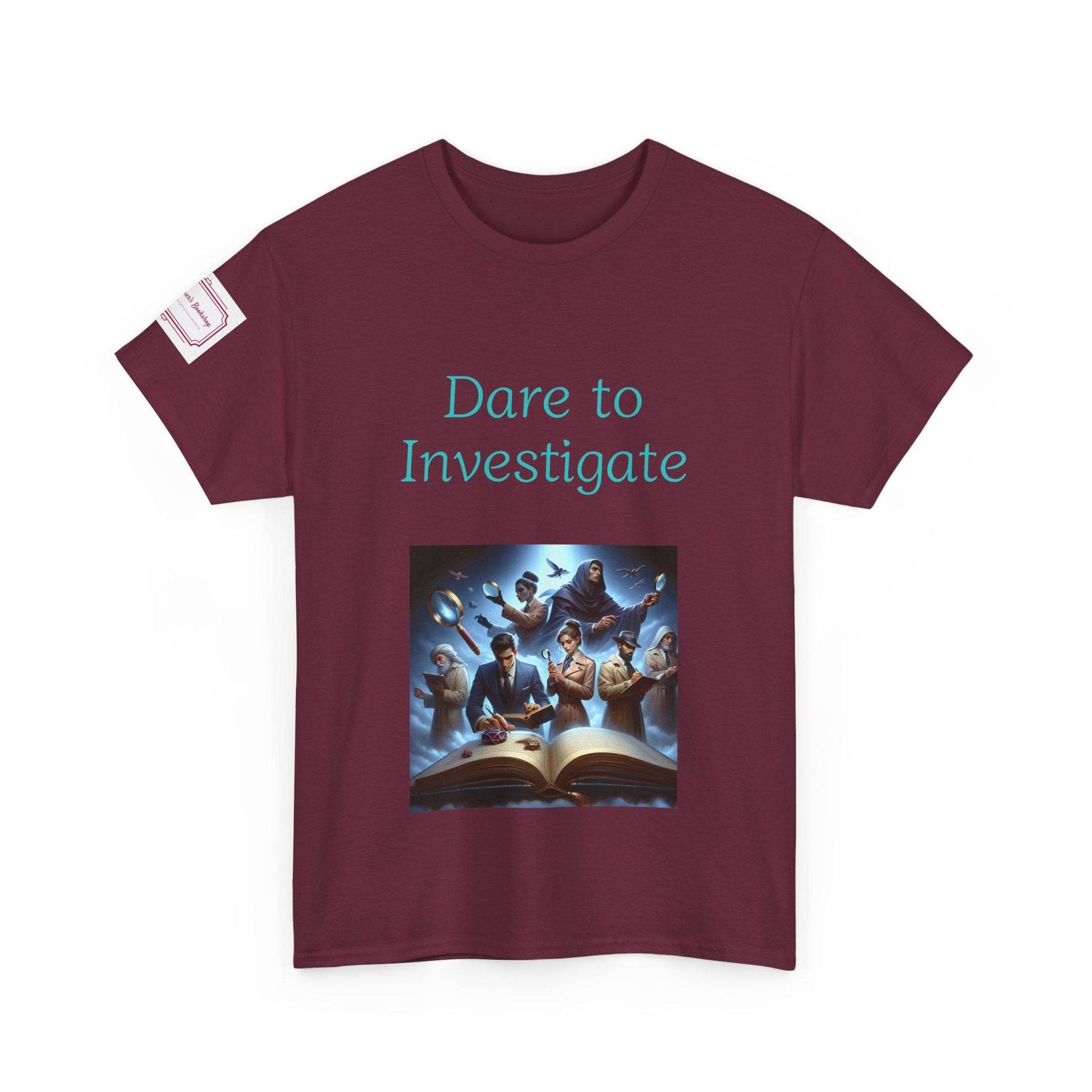 Investigate - Unisex Heavy Cotton Tee - Crime/Mystery Books - The Dreamer's Bookshop.