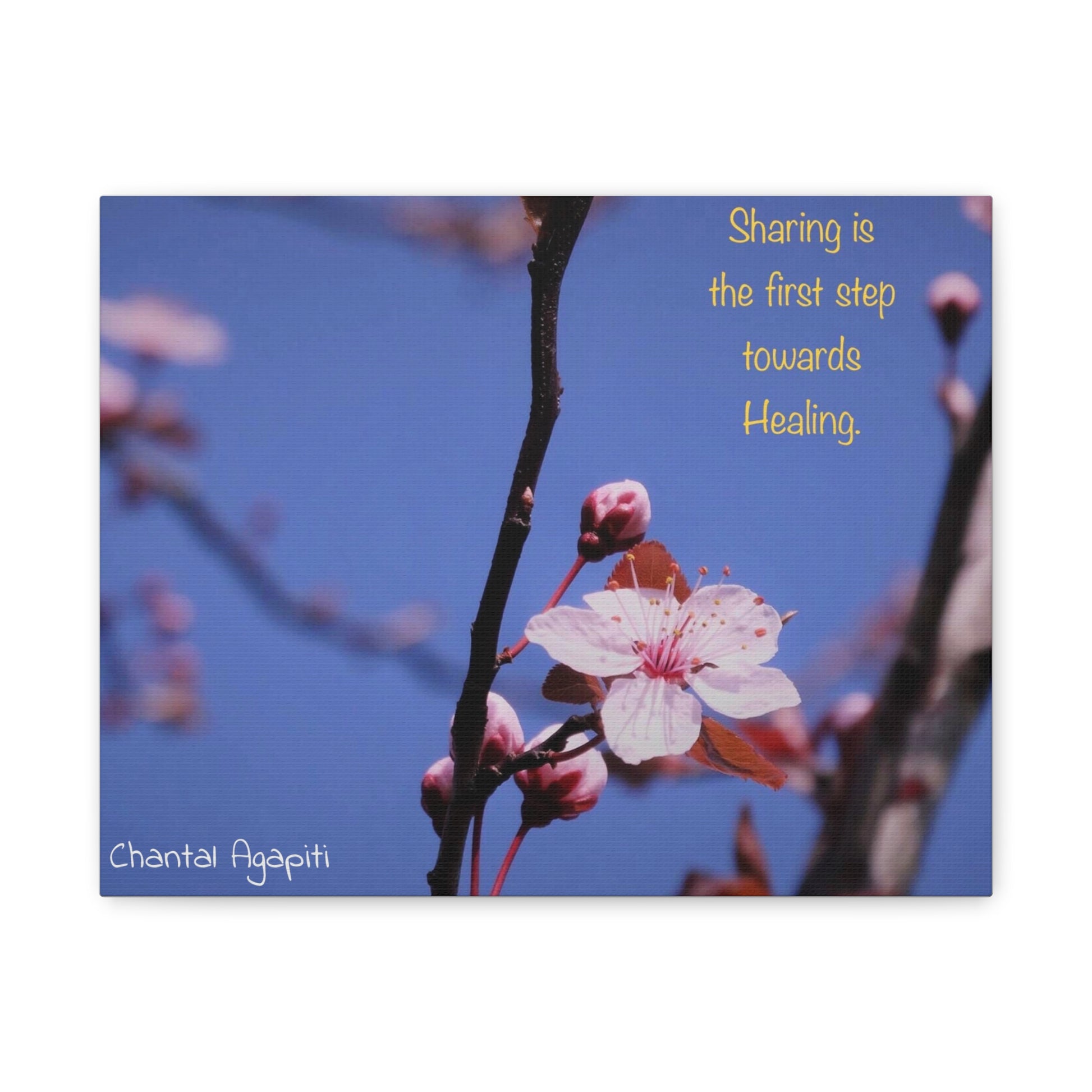 Inspirational Flower Canvas Print - "Sharing is the First Step Towards Healing" - The Dreamer's Bookshop.