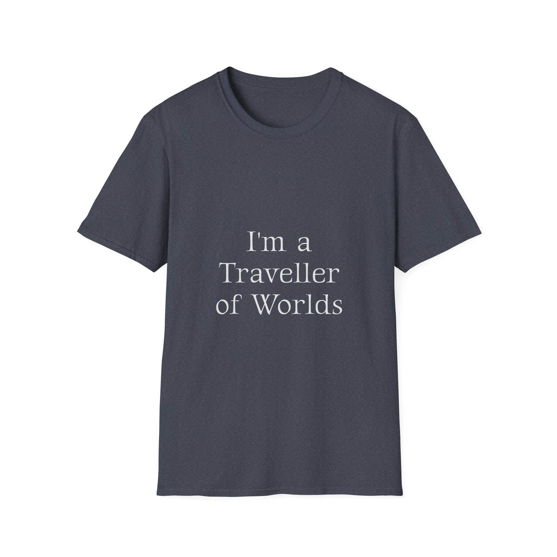 Unisex Softstyle T-Shirt - 'I'm a Traveller of Worlds' & 'Books Take Me Places Far & Beyond' - The Dreamer's Bookshop.
