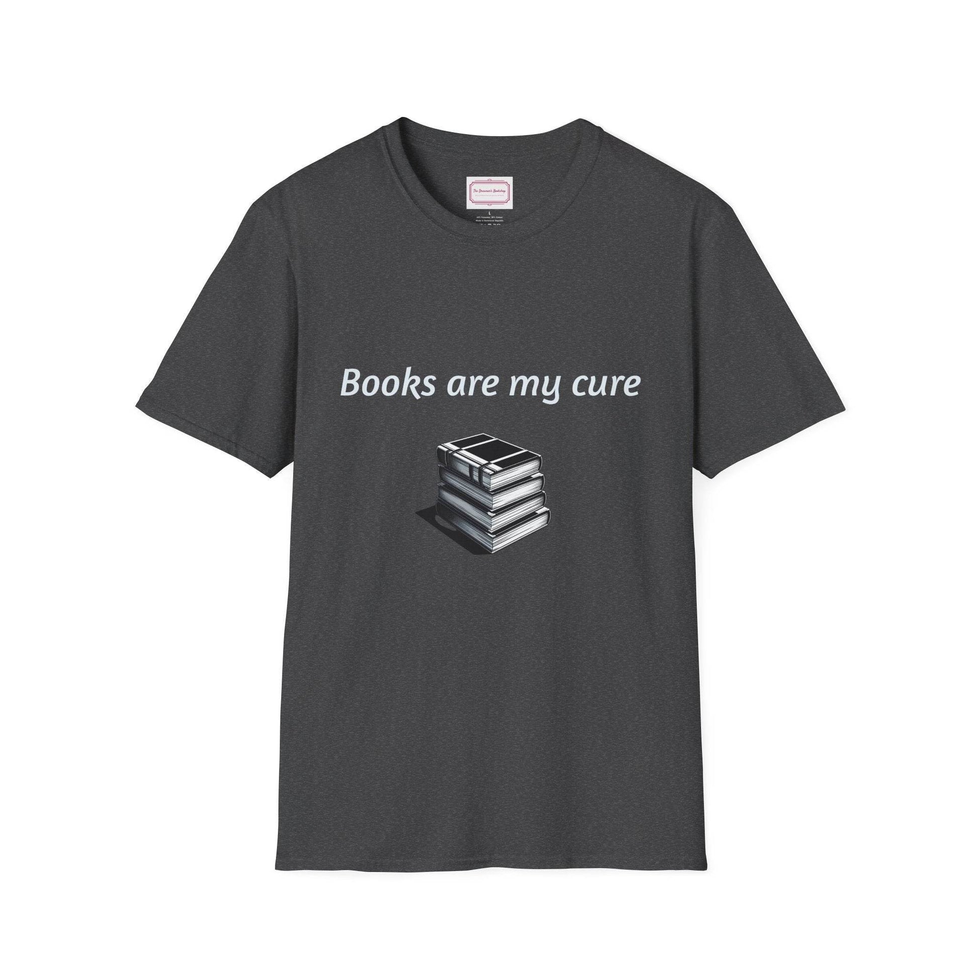 Inspirational Unisex Softstyle T-Shirt - Books are my cure - The Dreamer's Bookshop.
