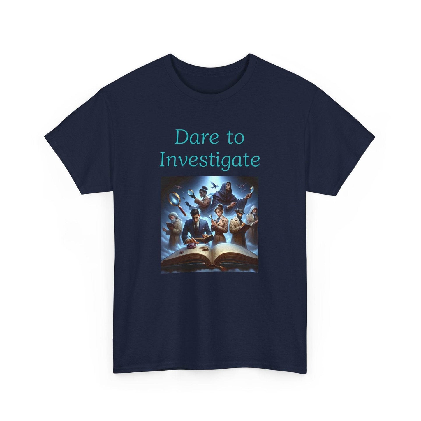 Investigate - Graphic Tee - Unisex Heavy Cotton T-Shirt Crime/Mystery Books - The Dreamer's Bookshop.