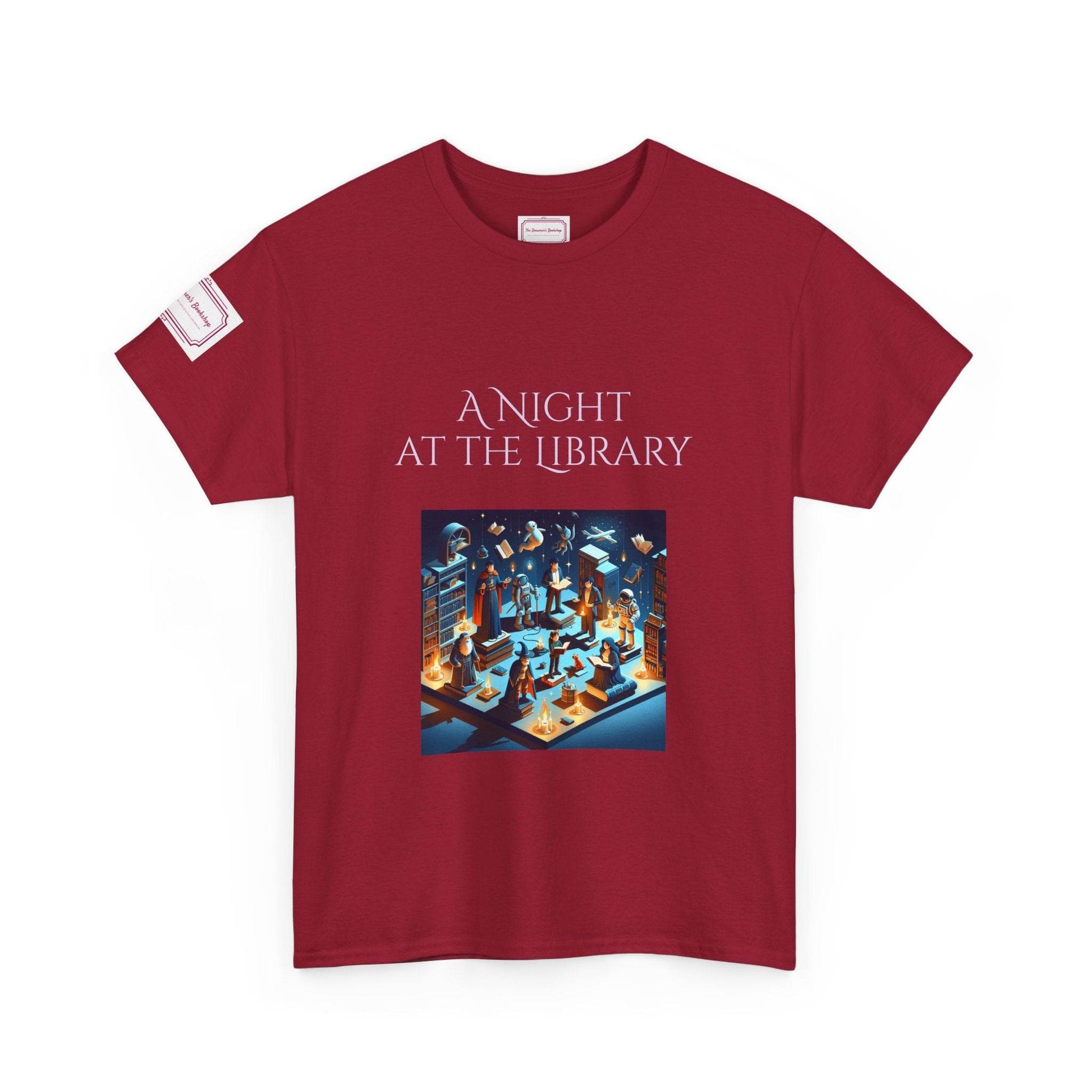 Night at the Library - Unisex Heavy Cotton Tee - Perfect for Book Lovers - The Dreamer's Bookshop.