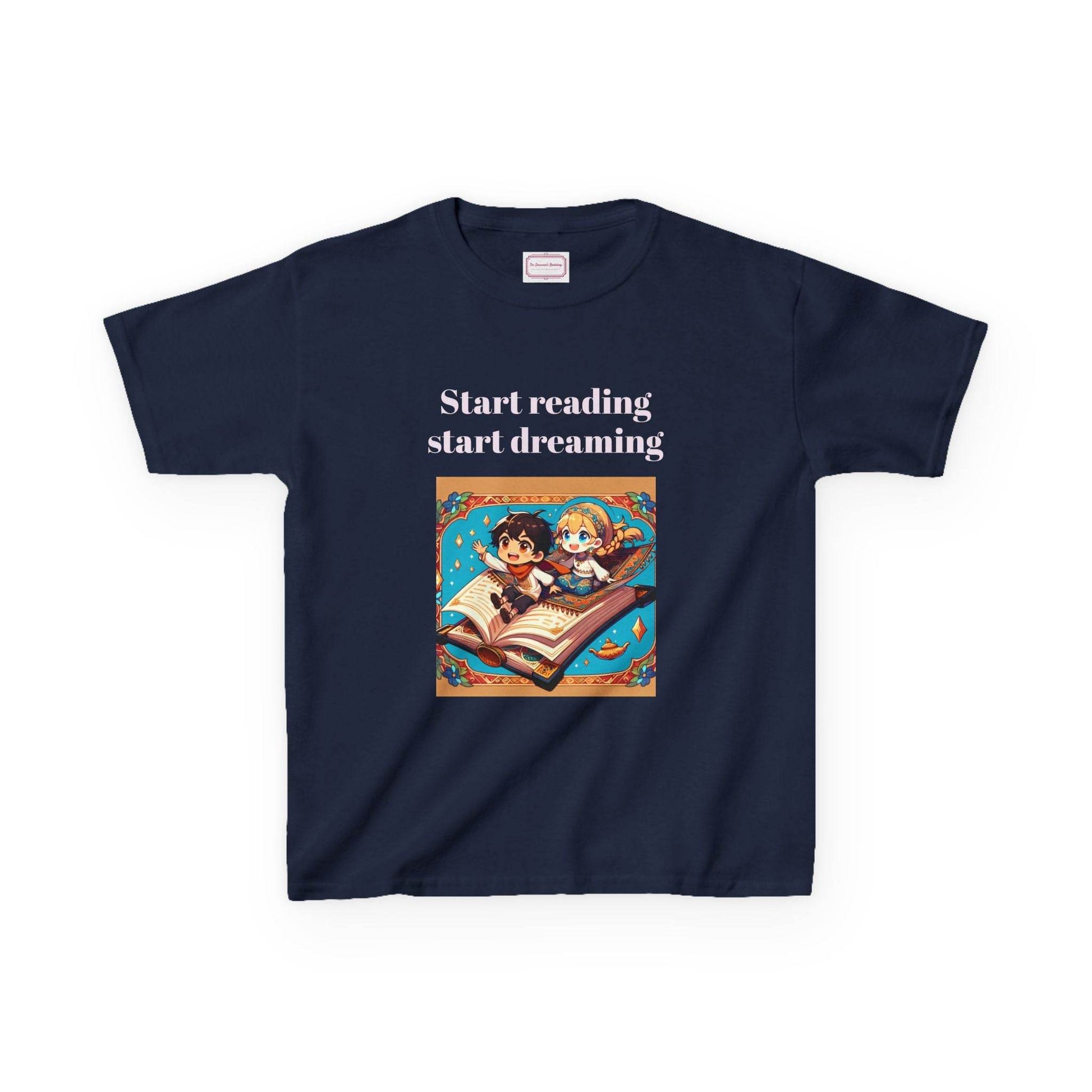 AU - Kids Heavy Cotton™ Tee - Start Reading Start Dreaming - Inspirational Youth T-Shirt - The Dreamer's Bookshop.