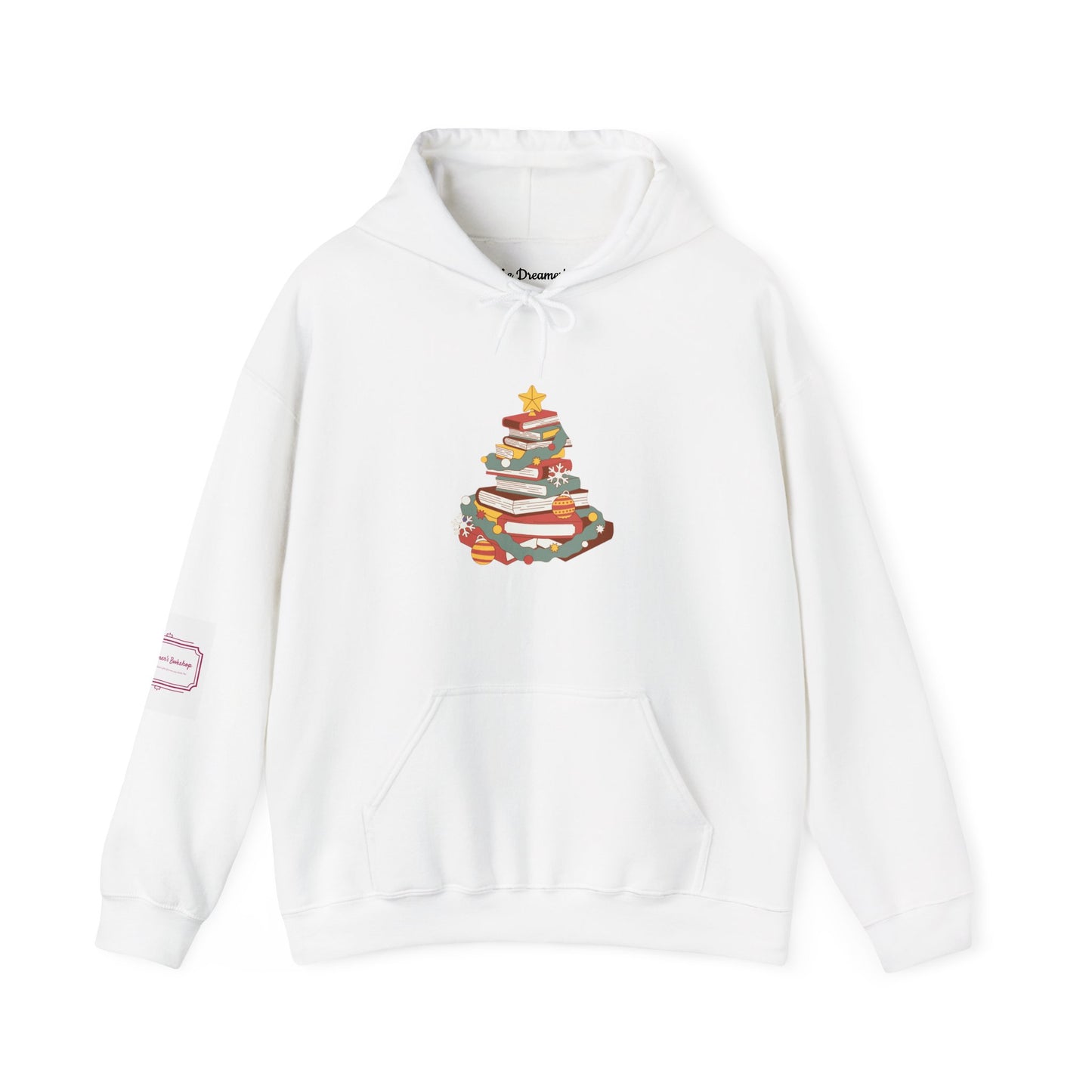 Christmas Book Tree Unisex Hooded Sweatshirt - Cozy Literary Apparel