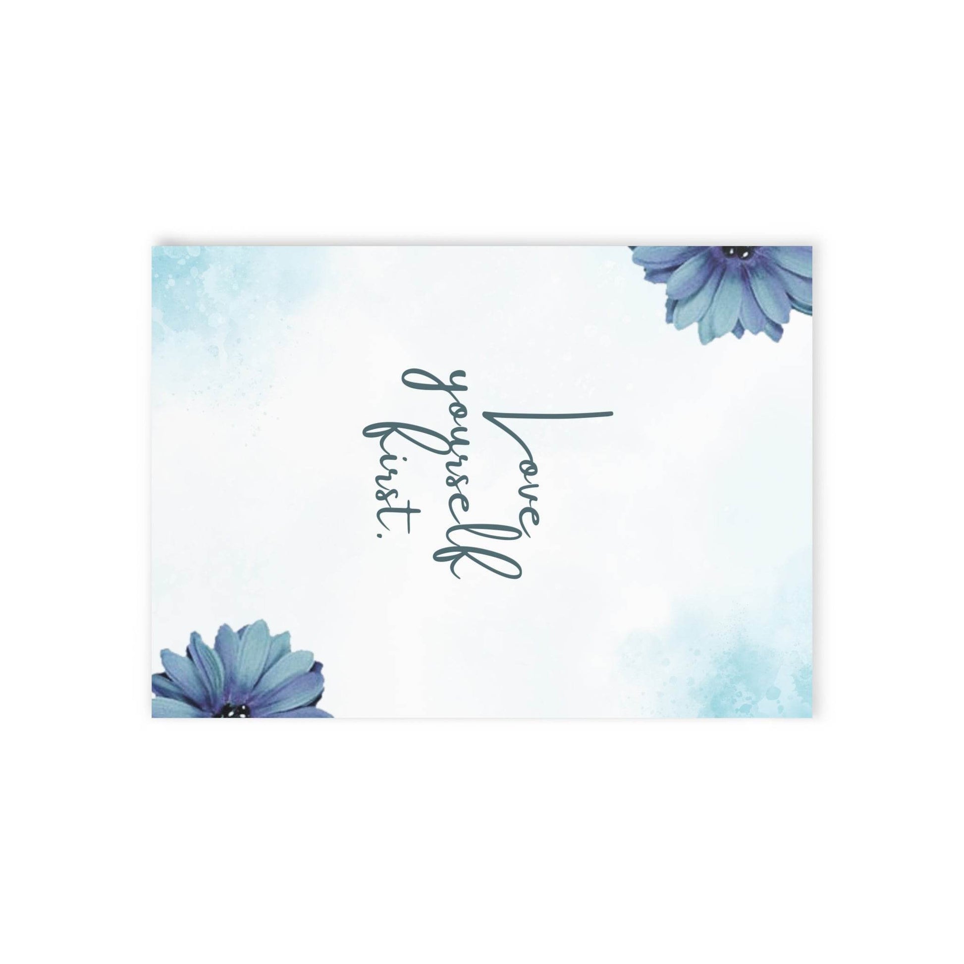 The Dreamer's Bookshop Blue Flower "Love Yourself" Art Print Card - The Dreamer's Bookshop.
