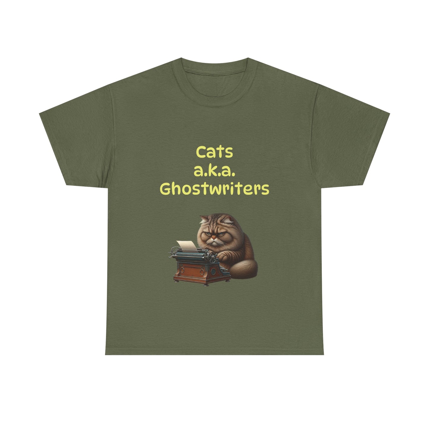 Book Lover's Unisex Heavy Cotton Tee - "Cats Ghostwriters" - The Dreamer's Bookshop.