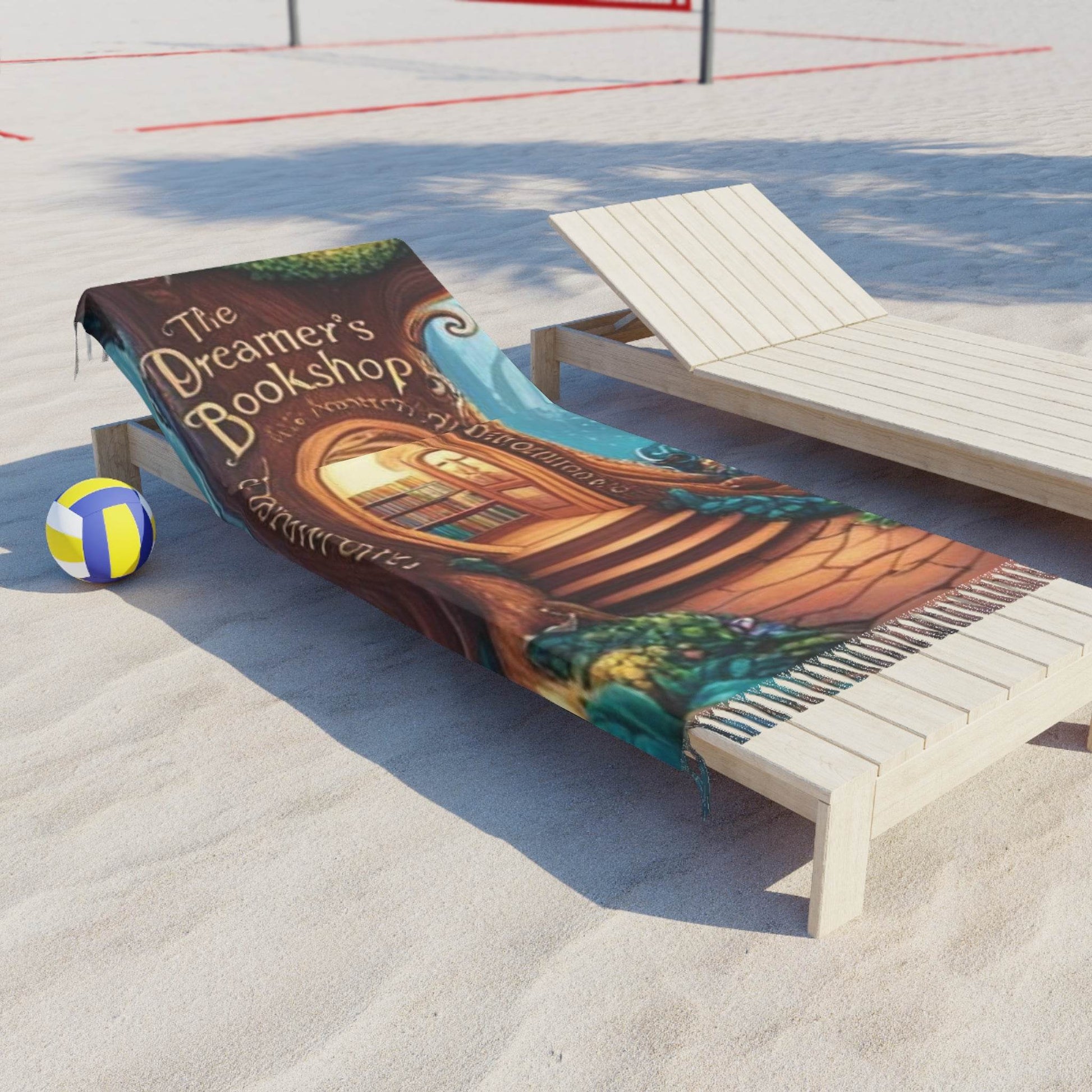 Dreamer’s Bookshop Boho Beach Towel – Cozy, Inspirational Vibes for Beach Lovers - The Dreamer's Bookshop.