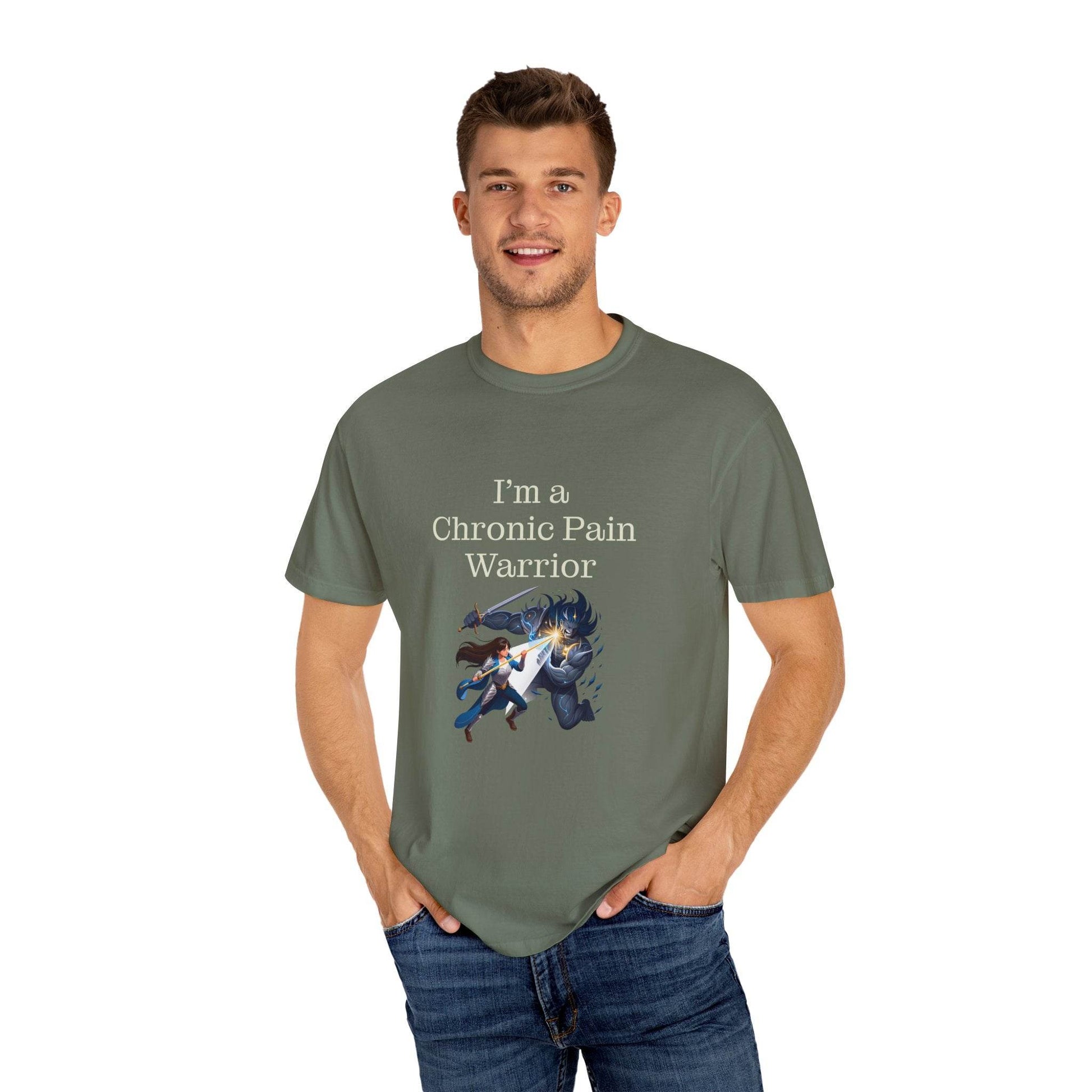 Chronic Pain Warrior Unisex Garment-Dyed T-shirt - Inspirational Motivational Tee - The Dreamer's Bookshop.