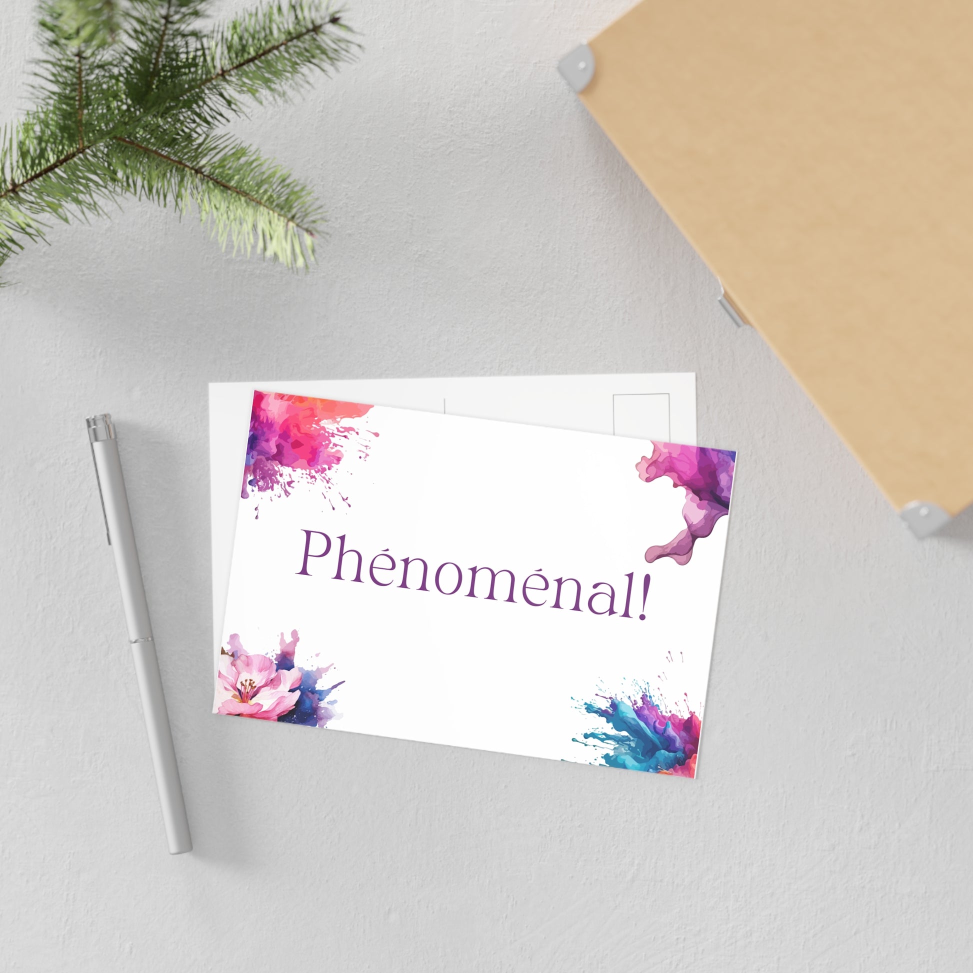 Watercolor Art Exclamation Card "Phénoménal" Joyful Print - The Dreamer's Bookshop.