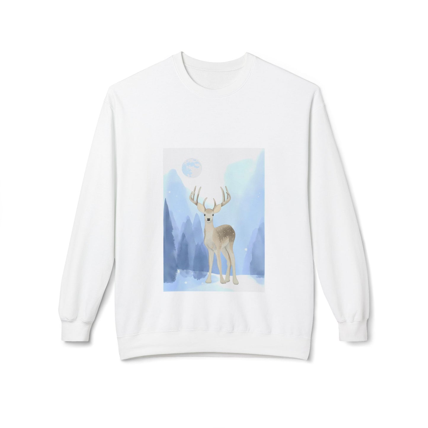 Winter Deer Unisex Fleece Crewneck Sweatshirt - Ideal Gift Cozy Days