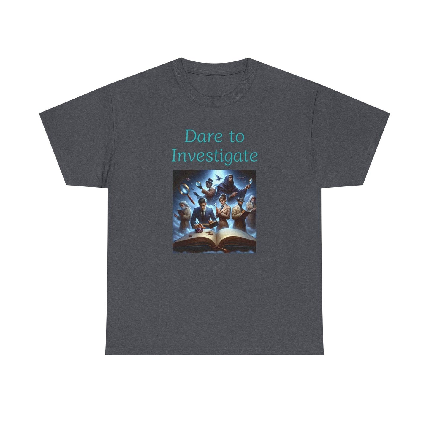 Investigate - Graphic Tee - Unisex Heavy Cotton T-Shirt Crime/Mystery Books - The Dreamer's Bookshop.