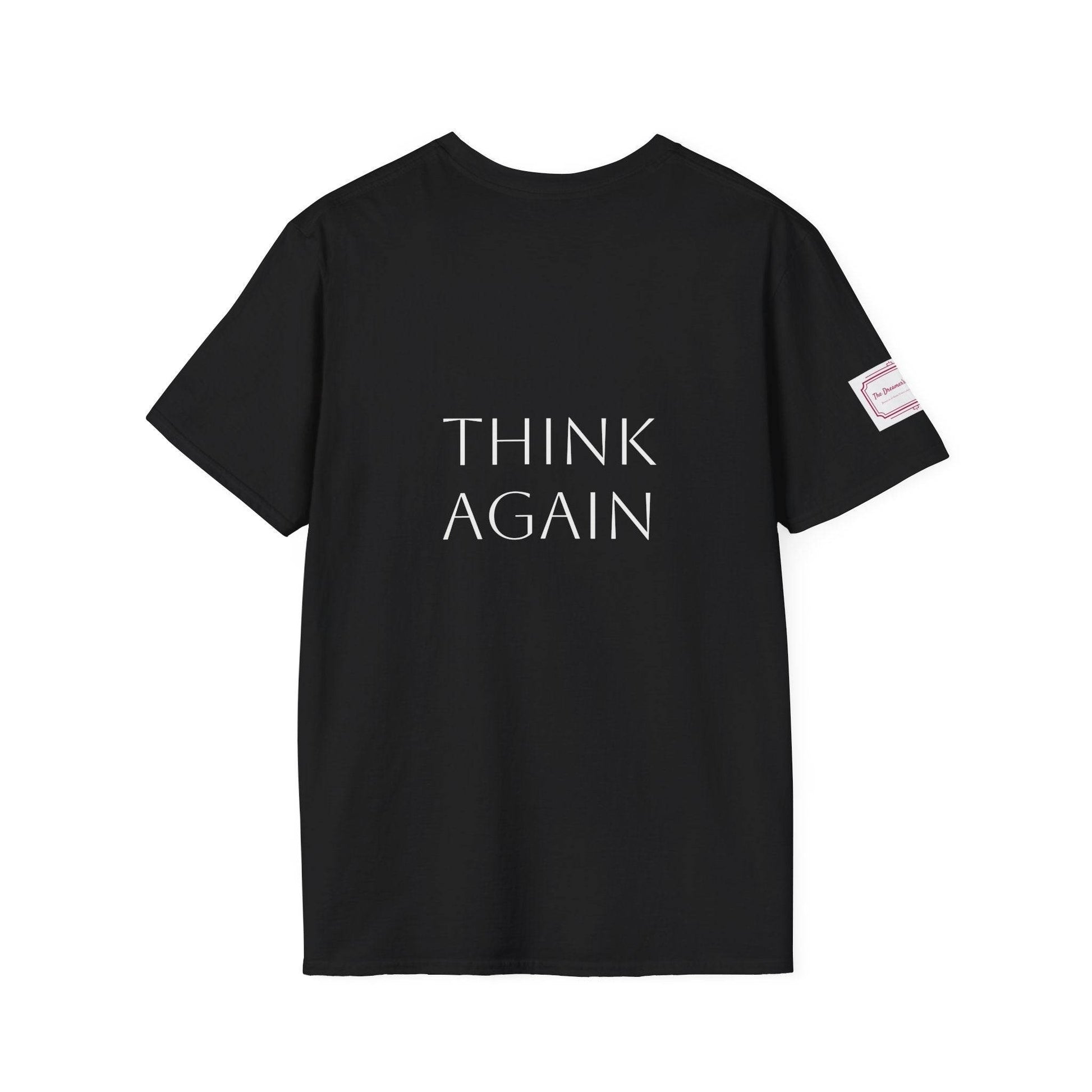 Inspirational Unisex Softstyle T-Shirt - 'Think Again' Motivational Design - The Dreamer's Bookshop.