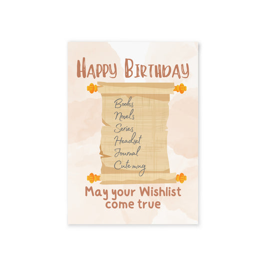 The Dreamer's Bookshop "Wishlist" Birthday Card - The Dreamer's Bookshop.