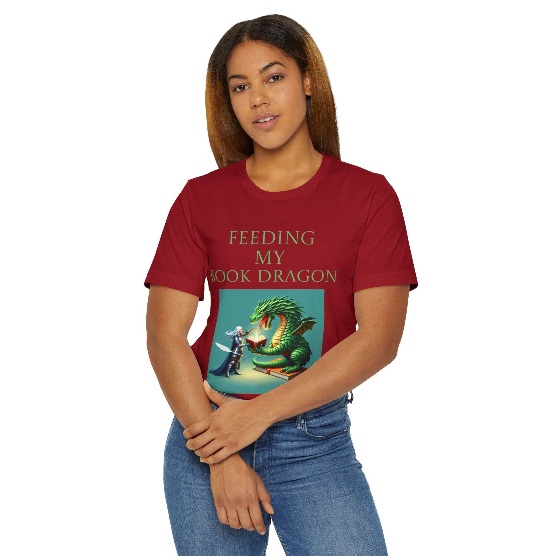 Unisex Jersey T-Shirt - Book Dragon - The Dreamer's Bookshop.
