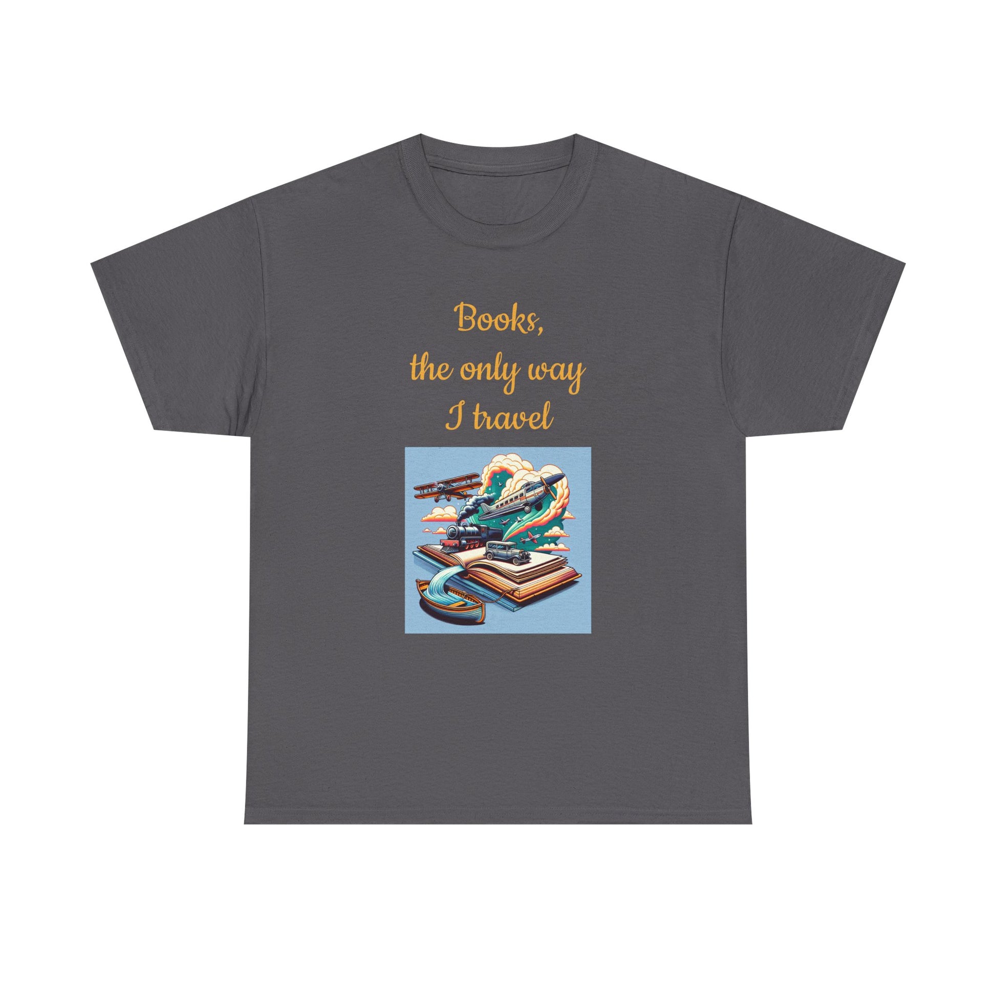 Book Lover's Unisex Heavy Cotton Tee - "Travel" - The Dreamer's Bookshop.