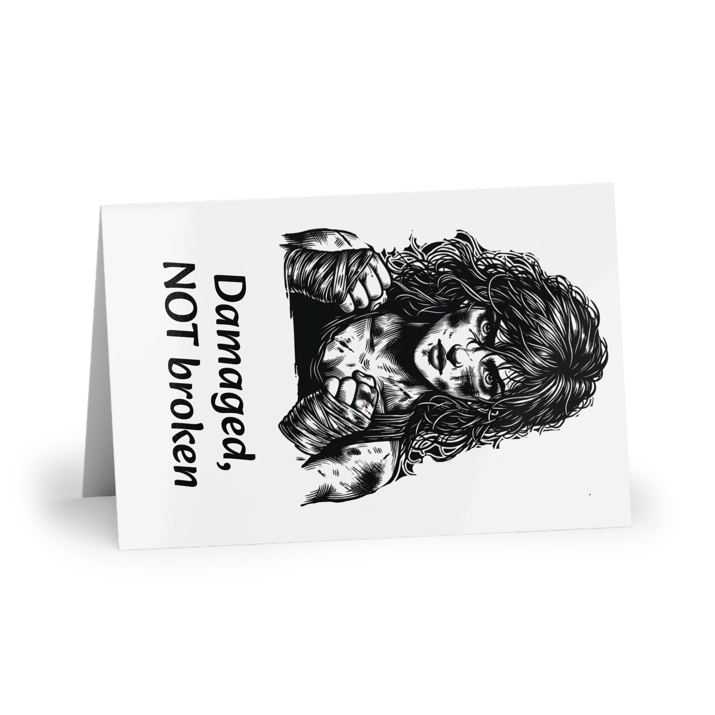 The Dreamer's Bookshop Warrior "Damaged, NOT broken" Art Print Card - The Dreamer's Bookshop.