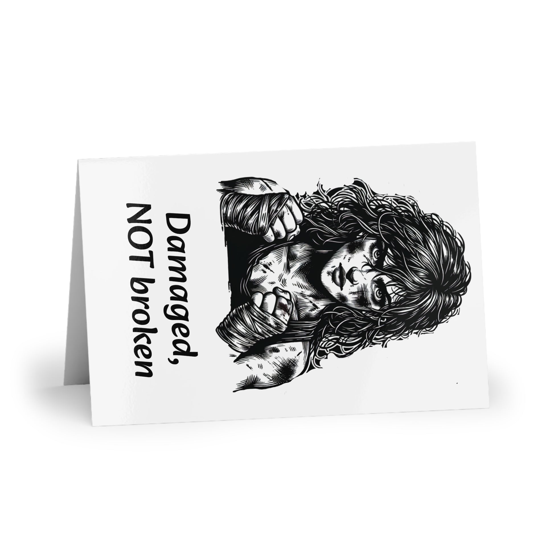 The Dreamer's Bookshop Warrior "Damaged, NOT broken" Art Print Card - The Dreamer's Bookshop.