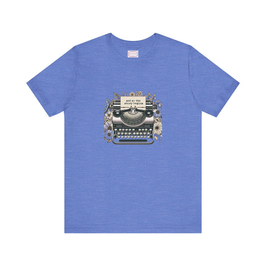 Unisex T-shirt - Vintage Typewriter "Story Begins" Booknerds - The Dreamer's Bookshop.