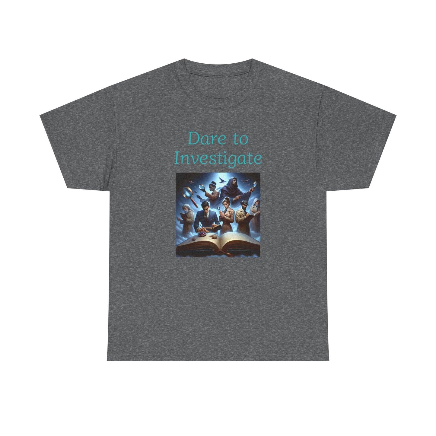 Investigate - Graphic Tee - Unisex Heavy Cotton T-Shirt Crime/Mystery Books - The Dreamer's Bookshop.