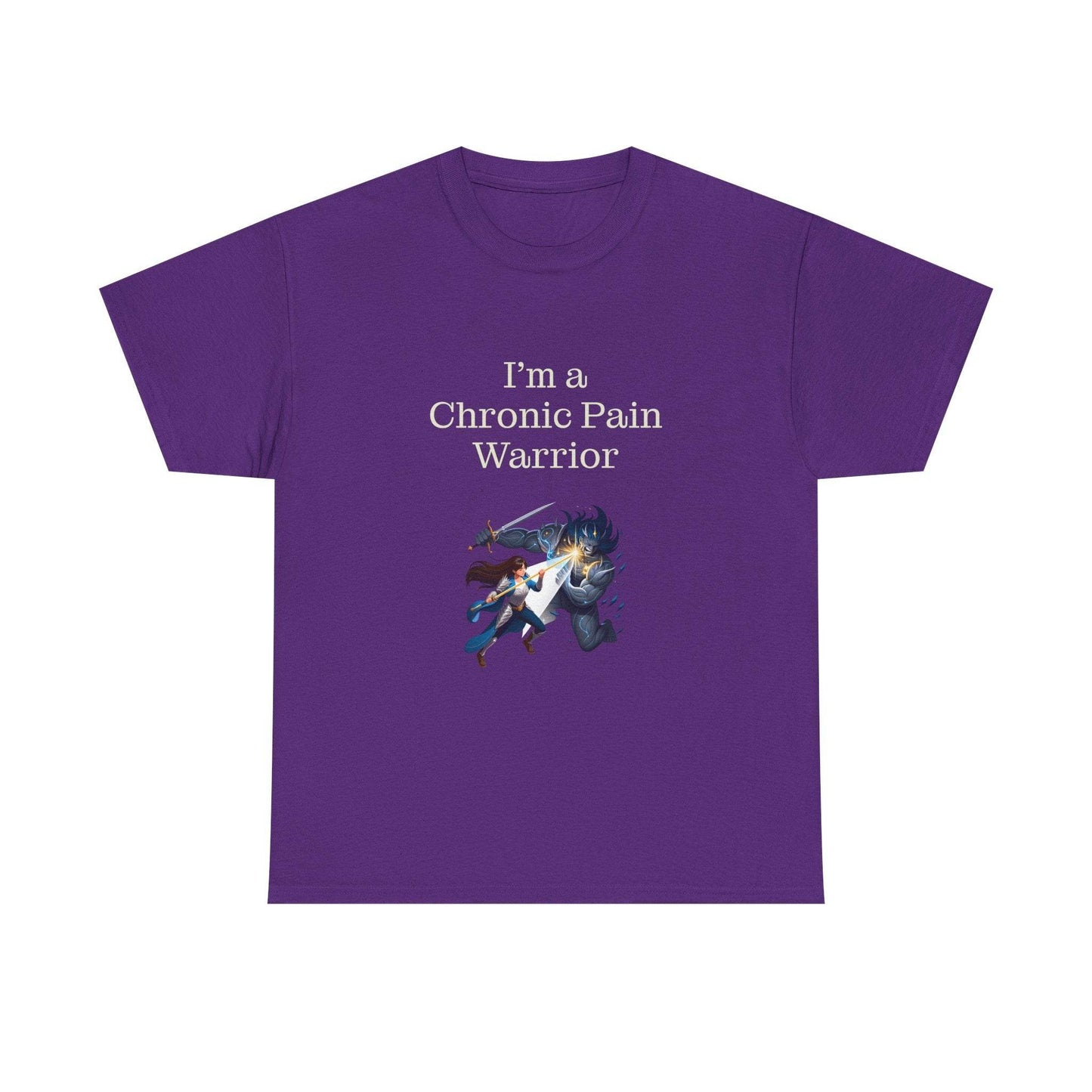 Chronic Pain Warrior Unisex Heavy Cotton Tee - Inspirational Battle T-Shirt - The Dreamer's Bookshop.