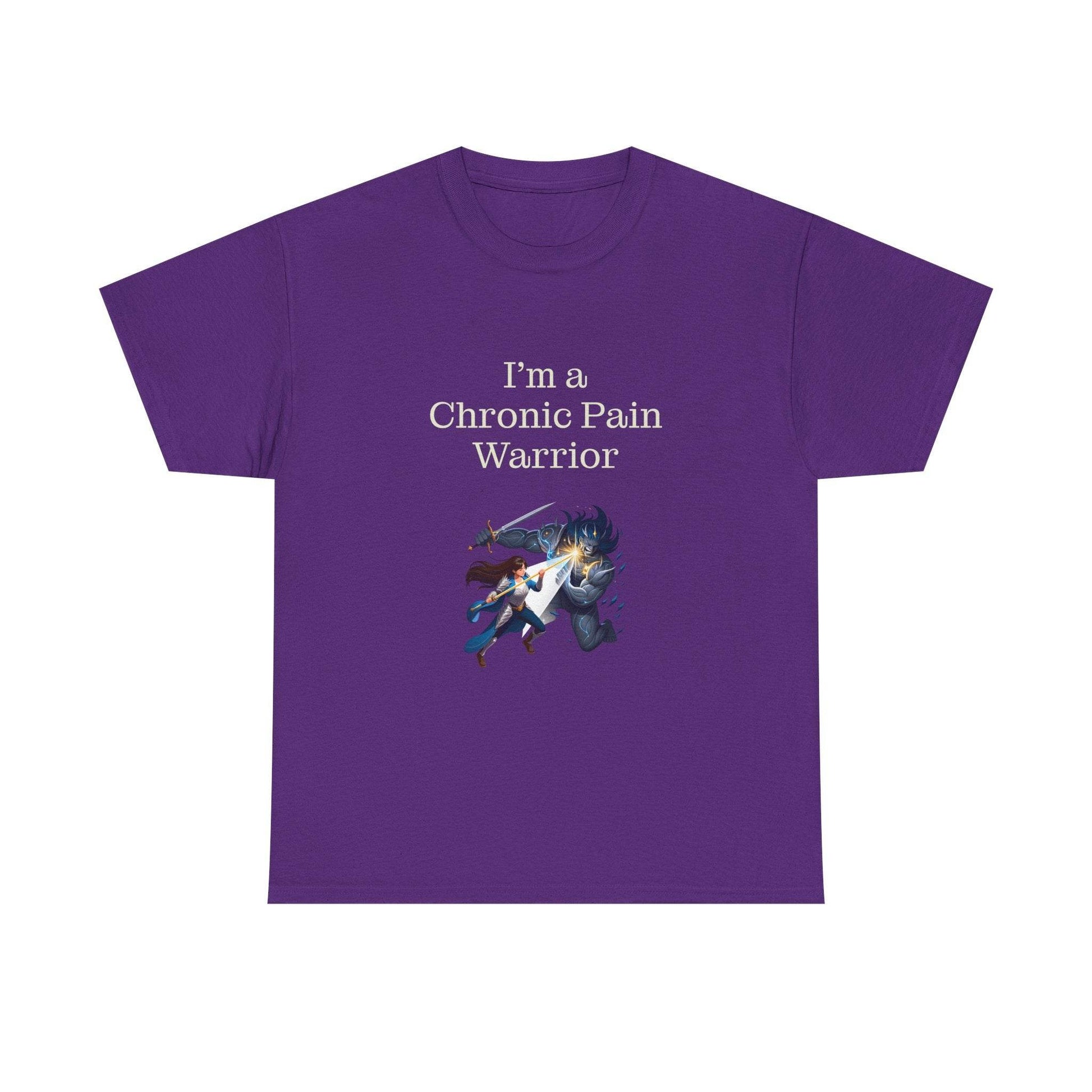Chronic Pain Warrior Unisex Heavy Cotton Tee - Inspirational Battle T-Shirt - The Dreamer's Bookshop.