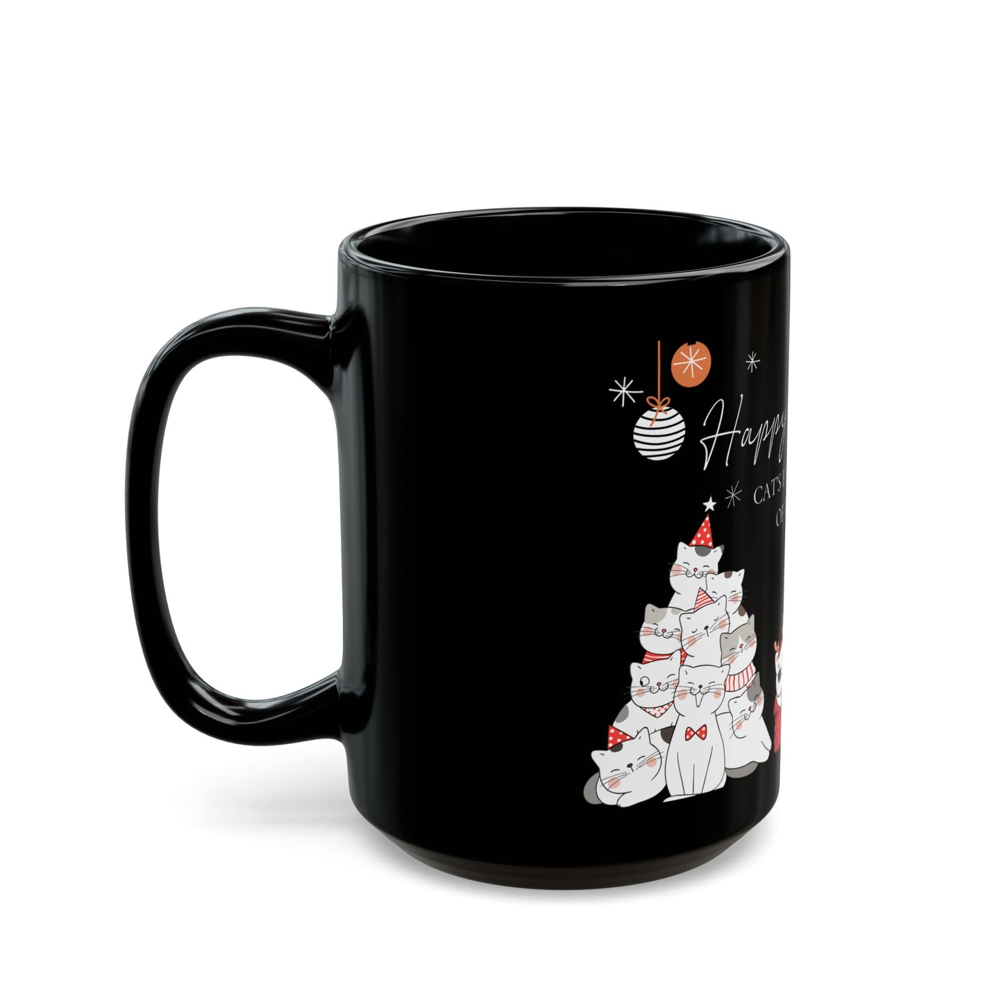 Cat's Christmas Black Mug - 11oz & 15oz Options