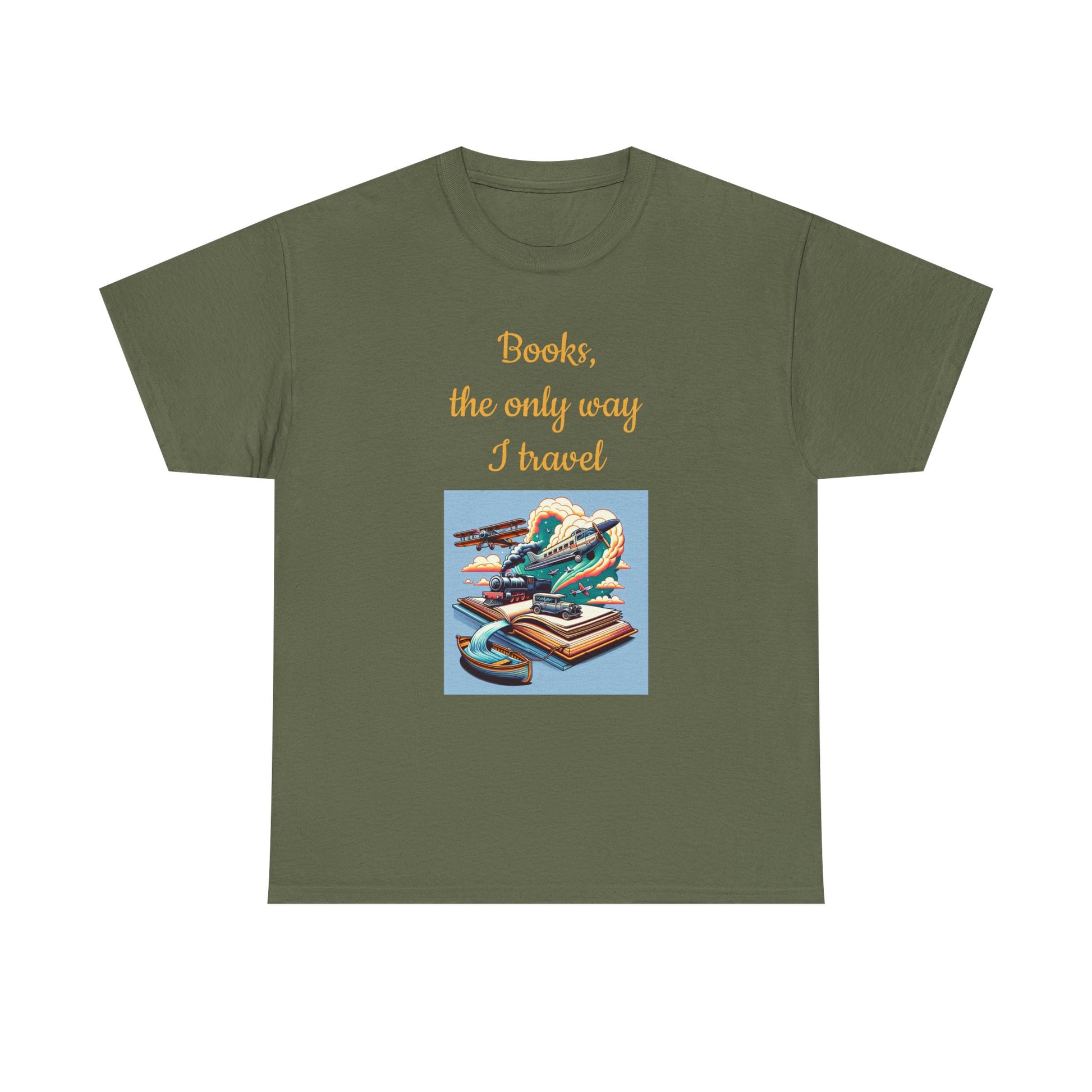 Book Lover's Unisex Heavy Cotton Tee - "Travel" - The Dreamer's Bookshop.