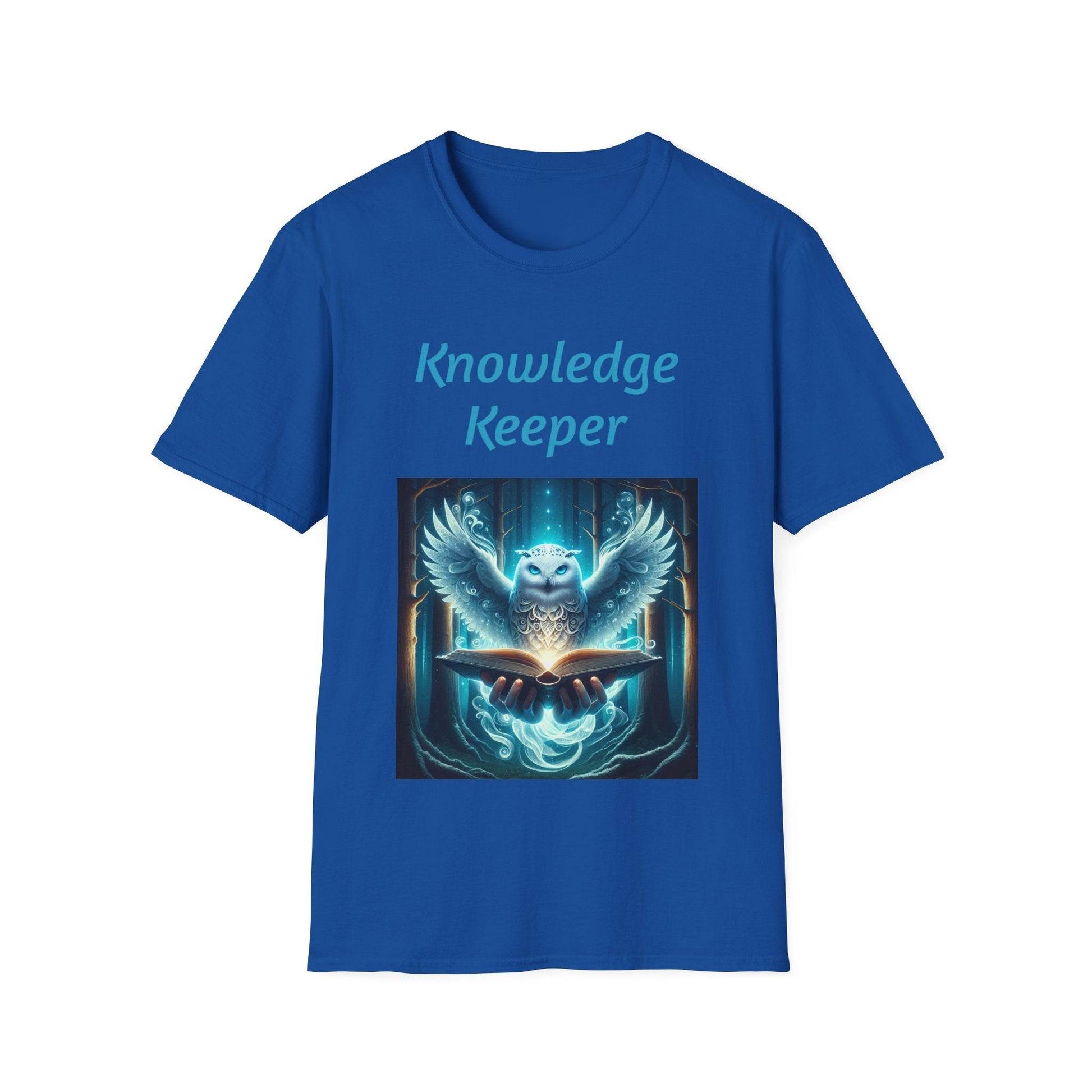 Knowledge Keeper Graphic T-Shirt - Unisex Softstyle Tee, Owl Design - Proud Reader - The Dreamer's Bookshop.
