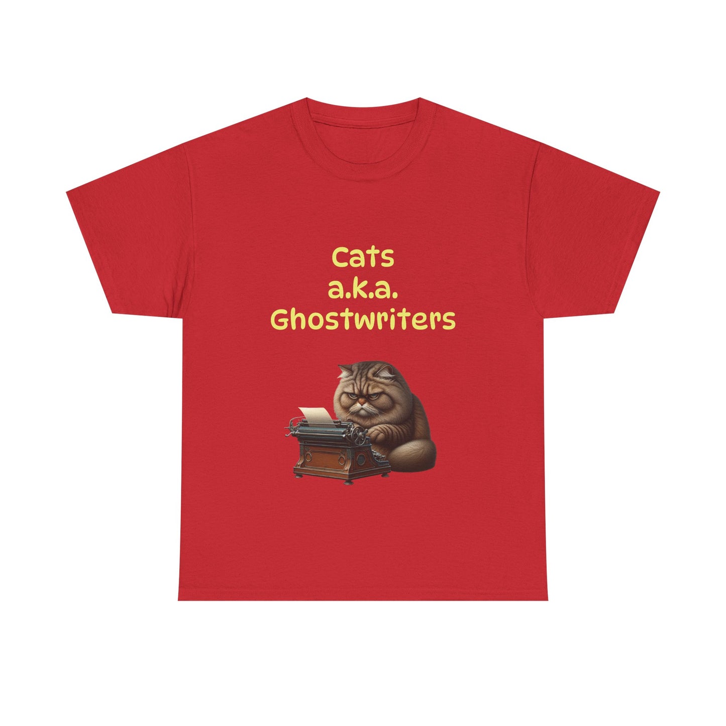 Book Lover's Unisex Heavy Cotton Tee - "Cats Ghostwriters" - The Dreamer's Bookshop.