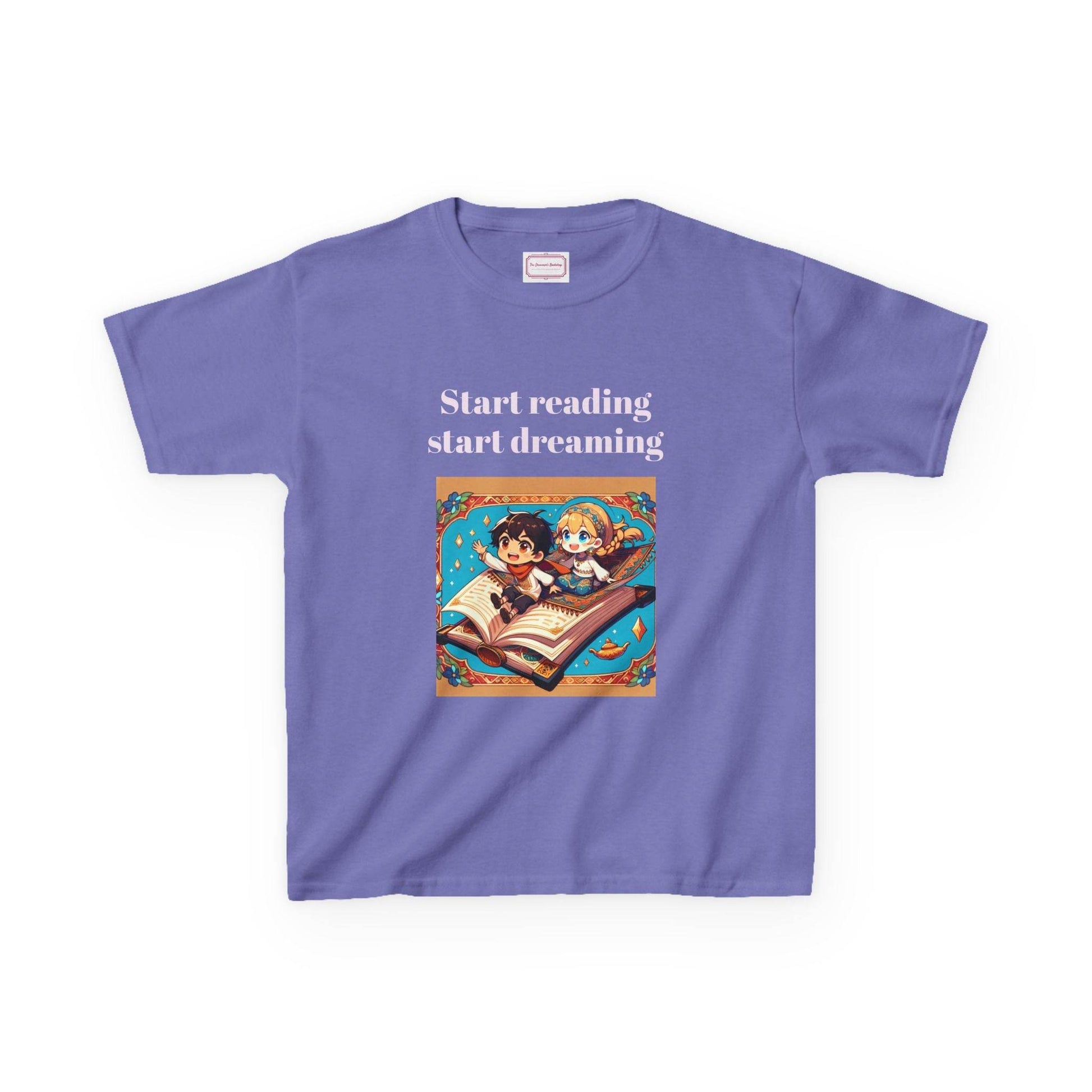 AU - Kids Heavy Cotton™ Tee - Start Reading Start Dreaming - Inspirational Youth T-Shirt - The Dreamer's Bookshop.