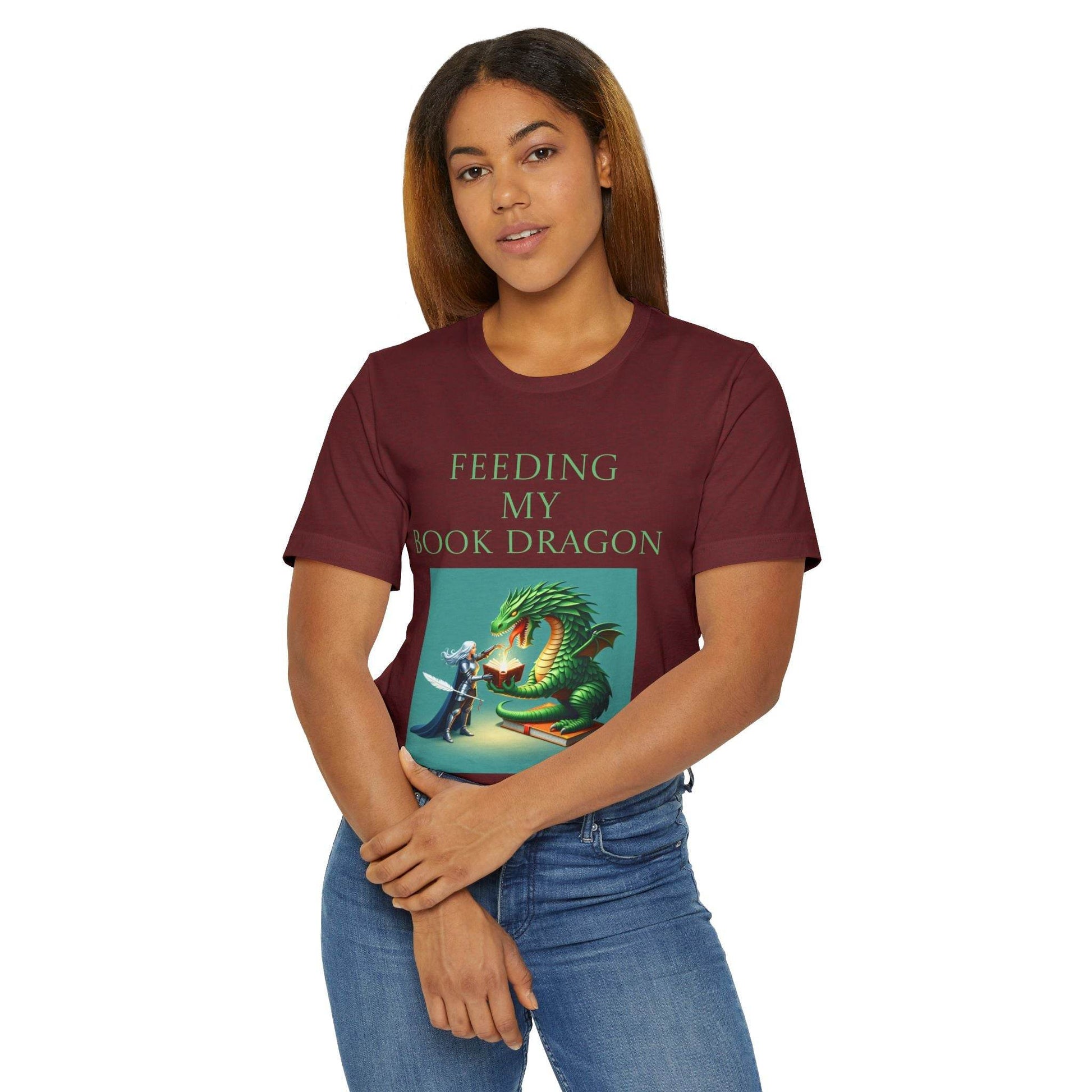 Unisex Jersey T-Shirt - Book Dragon - The Dreamer's Bookshop.