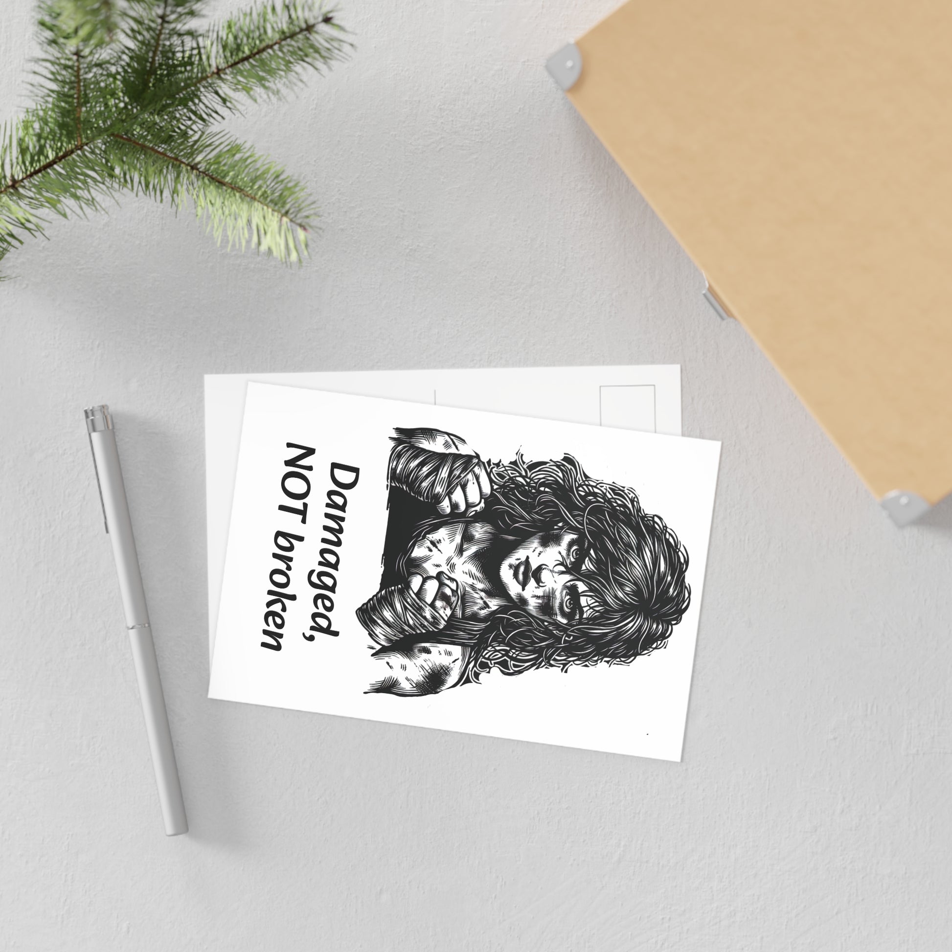 The Dreamer's Bookshop Warrior "Damaged, NOT broken" Art Print Card - The Dreamer's Bookshop.