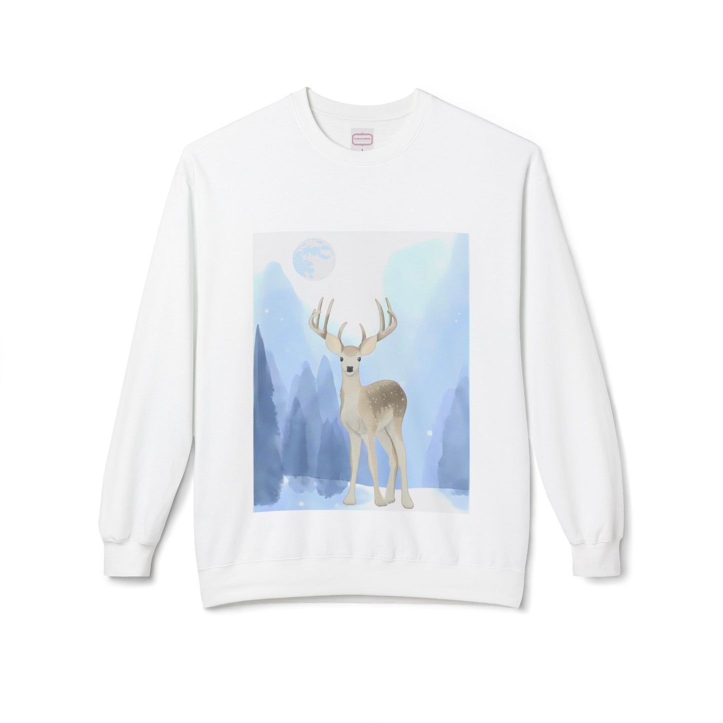 Winter Deer - Unisex Fleece Crewneck Sweatshirt