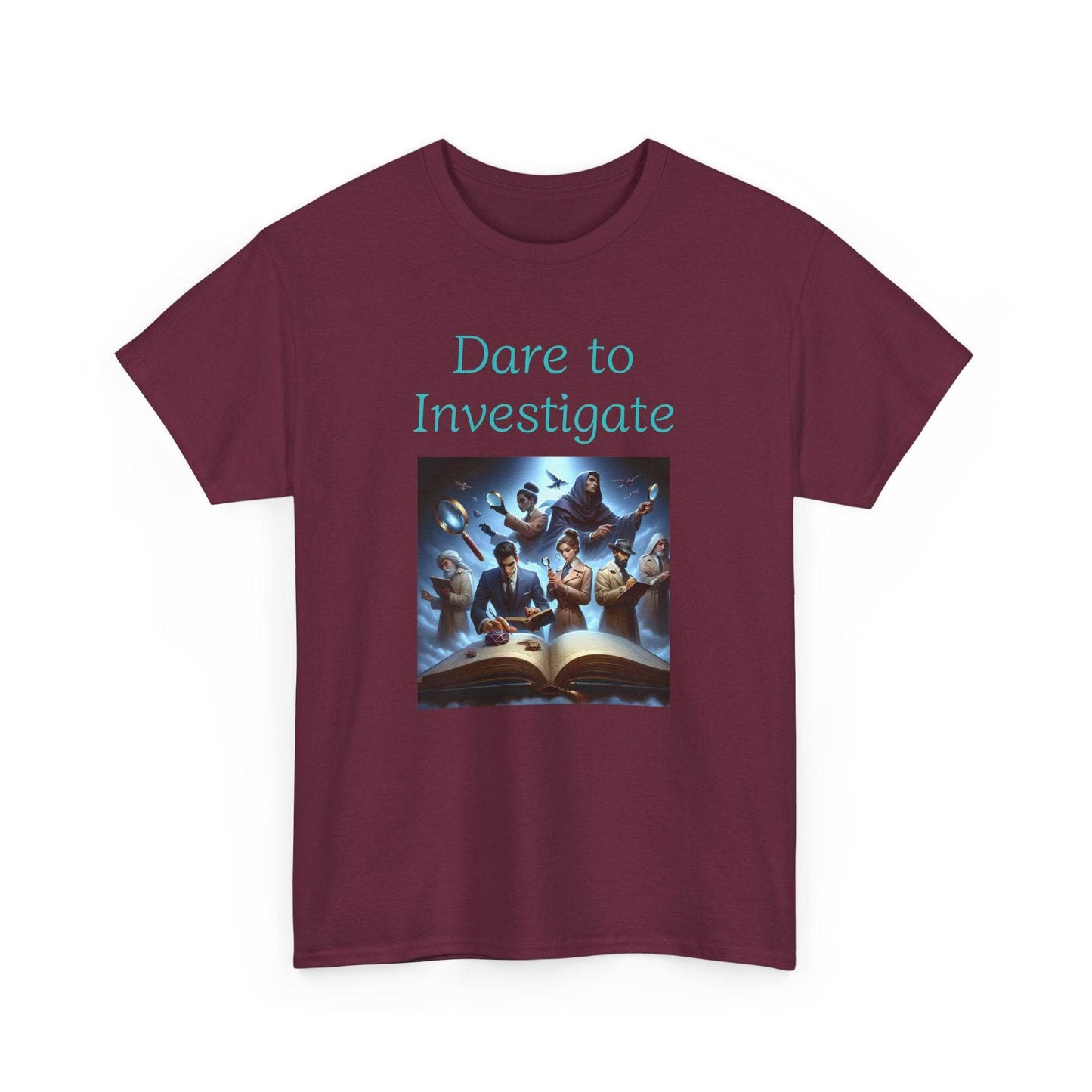 Investigate - Graphic Tee - Unisex Heavy Cotton T-Shirt Crime/Mystery Books - The Dreamer's Bookshop.