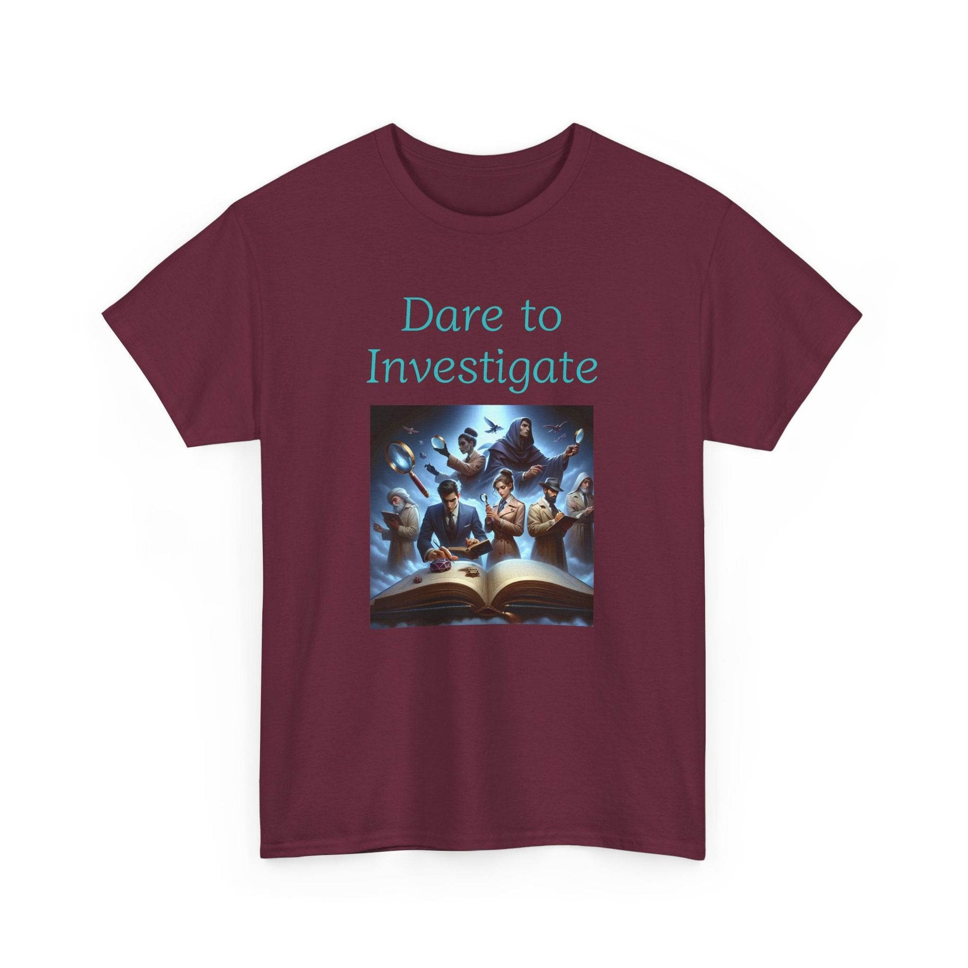Investigate - Graphic Tee - Unisex Heavy Cotton T-Shirt Crime/Mystery Books - The Dreamer's Bookshop.