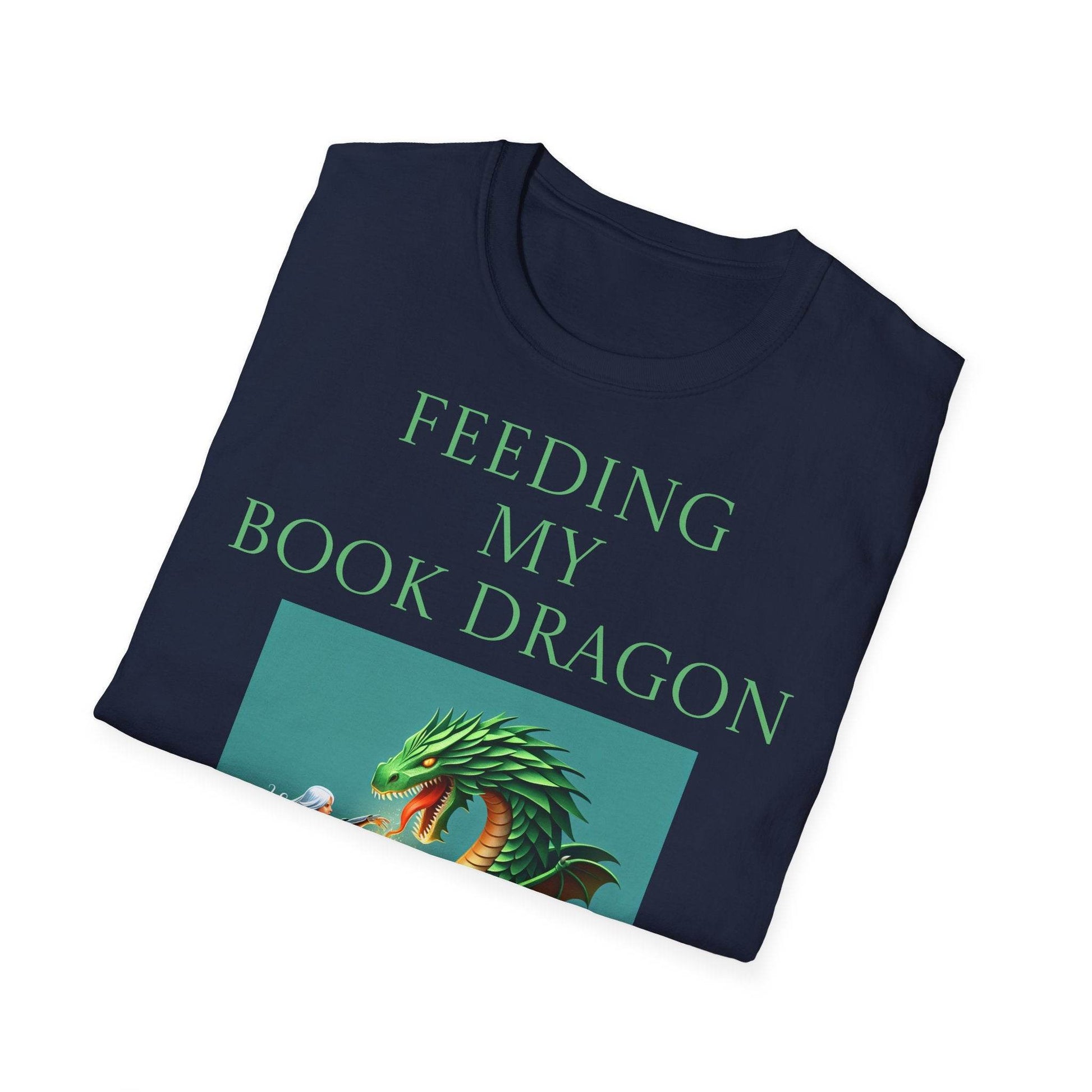 Inspirational Unisex Softstyle T-Shirt - 'Book Dragon' Motivational Design - The Dreamer's Bookshop.